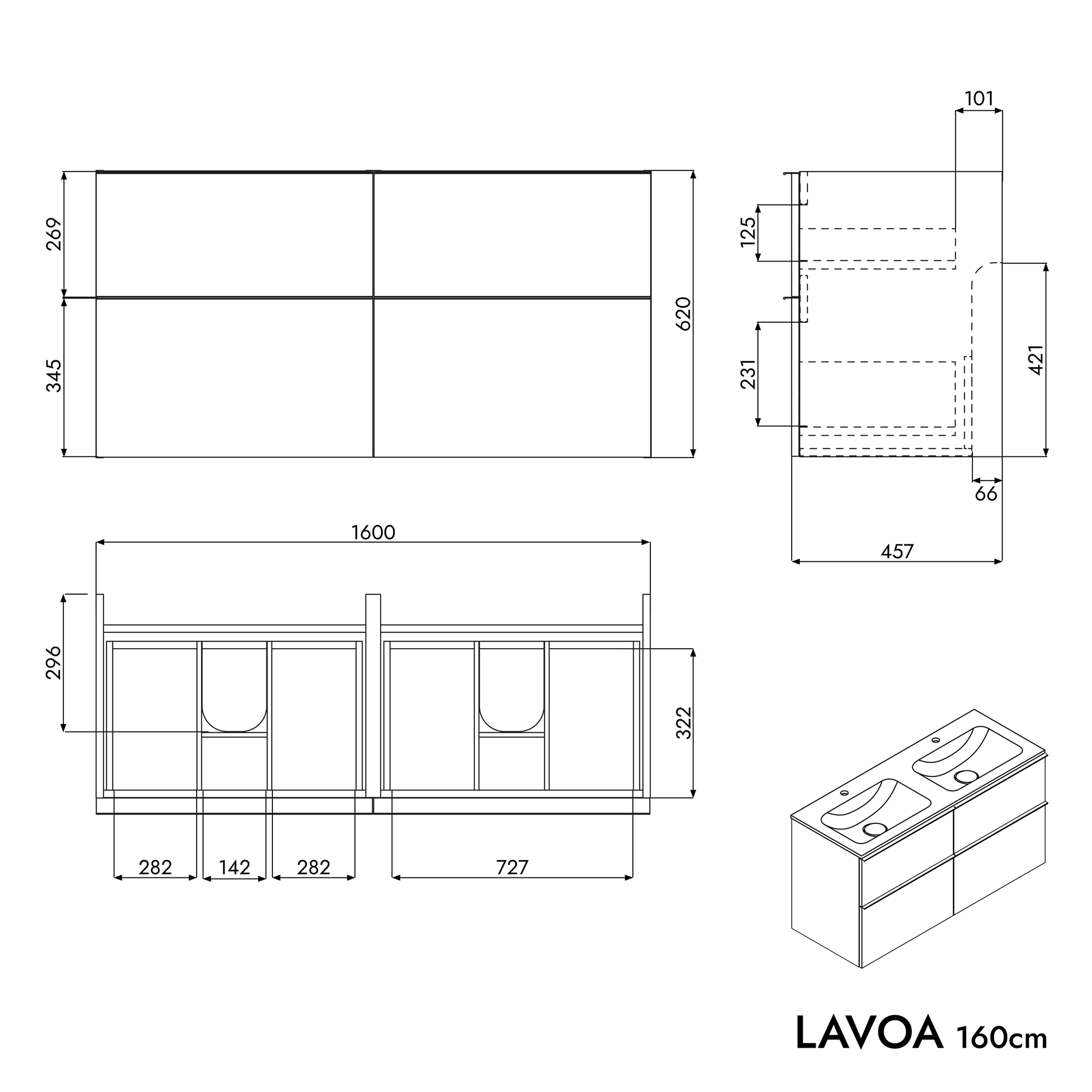 Meuble salle de bain LAVOA 160 cm
