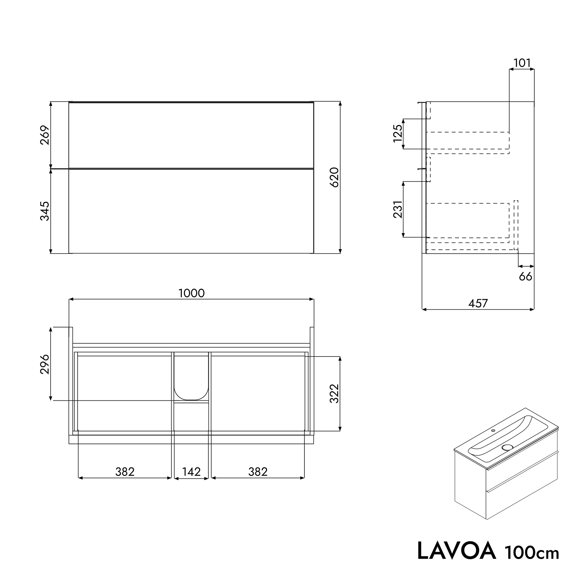 Meuble salle de bain LAVOA 100 cm