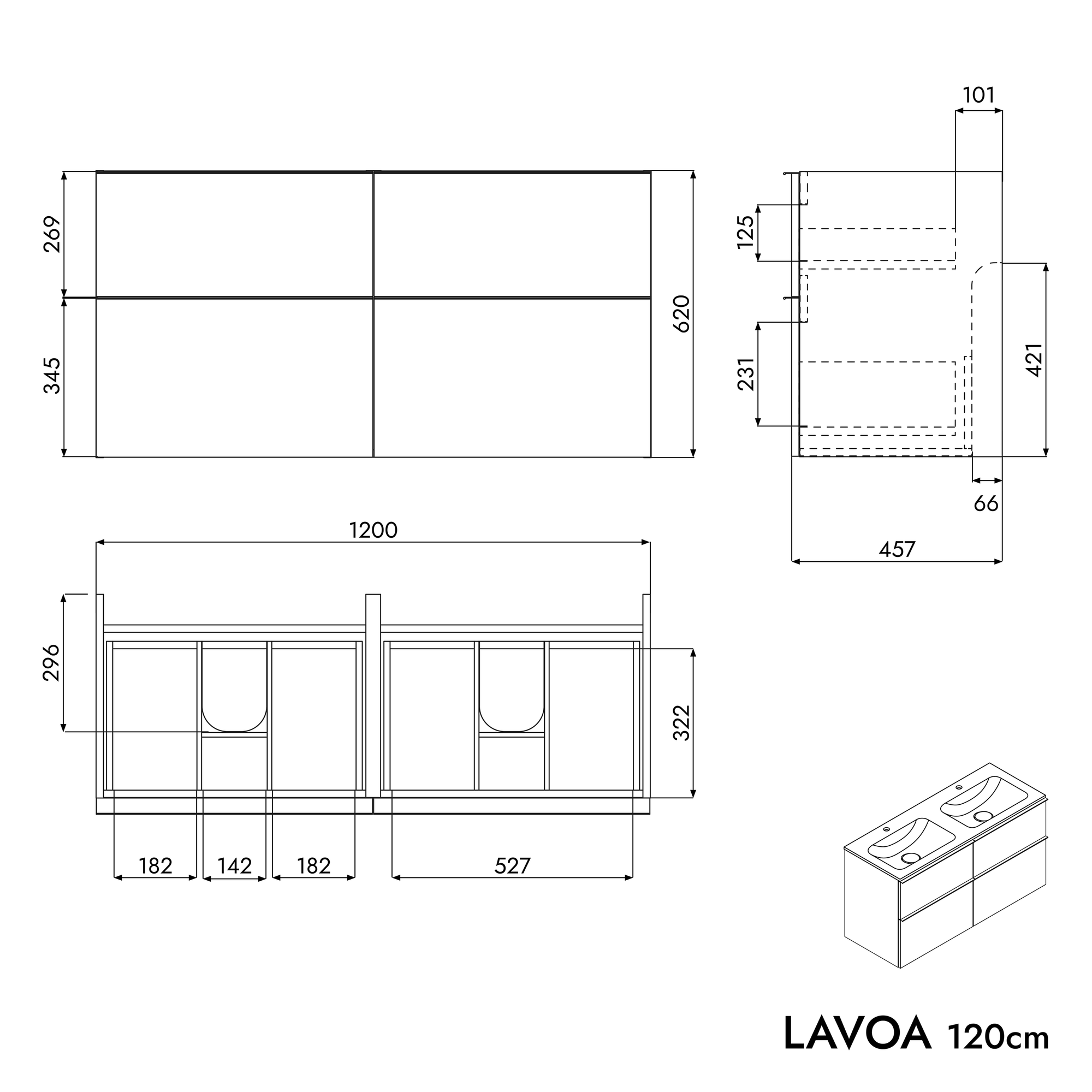 Meuble salle de bain LAVOA 120 cm