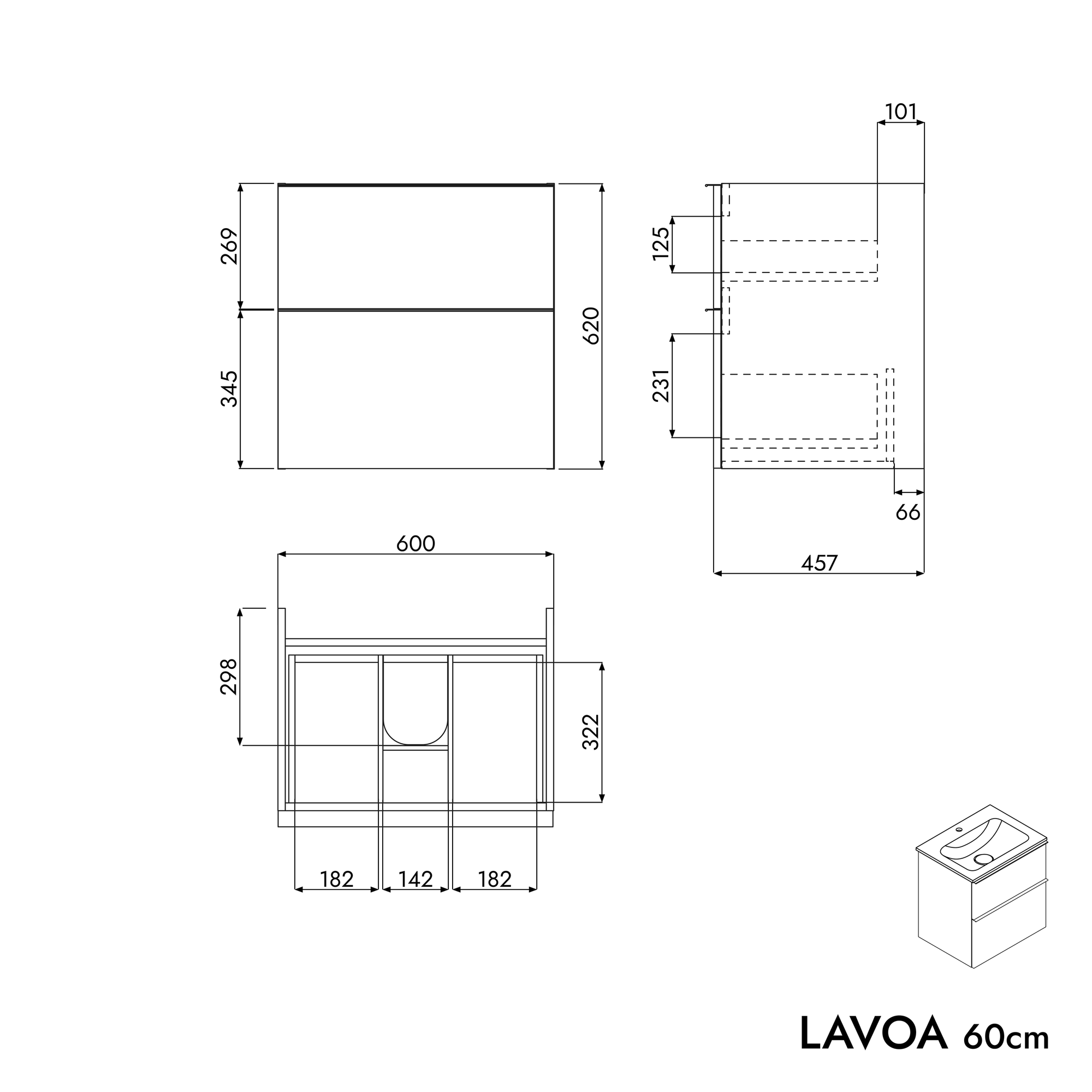 Meuble salle de bain LAVOA 60 cm