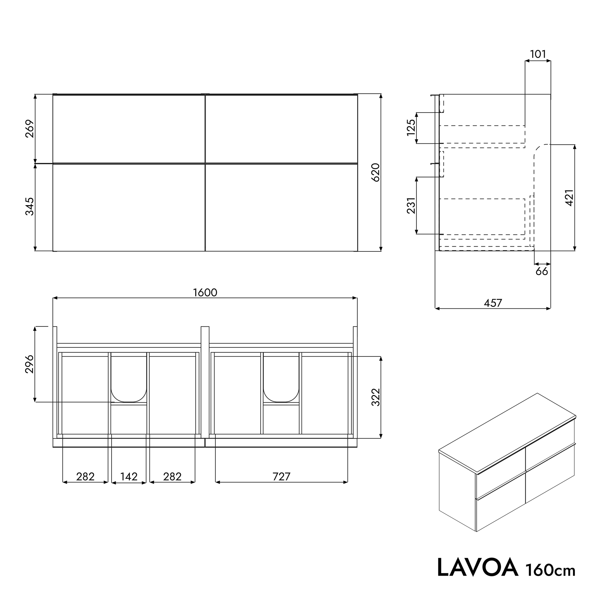 Meuble salle de bains LAVOA 160 cm