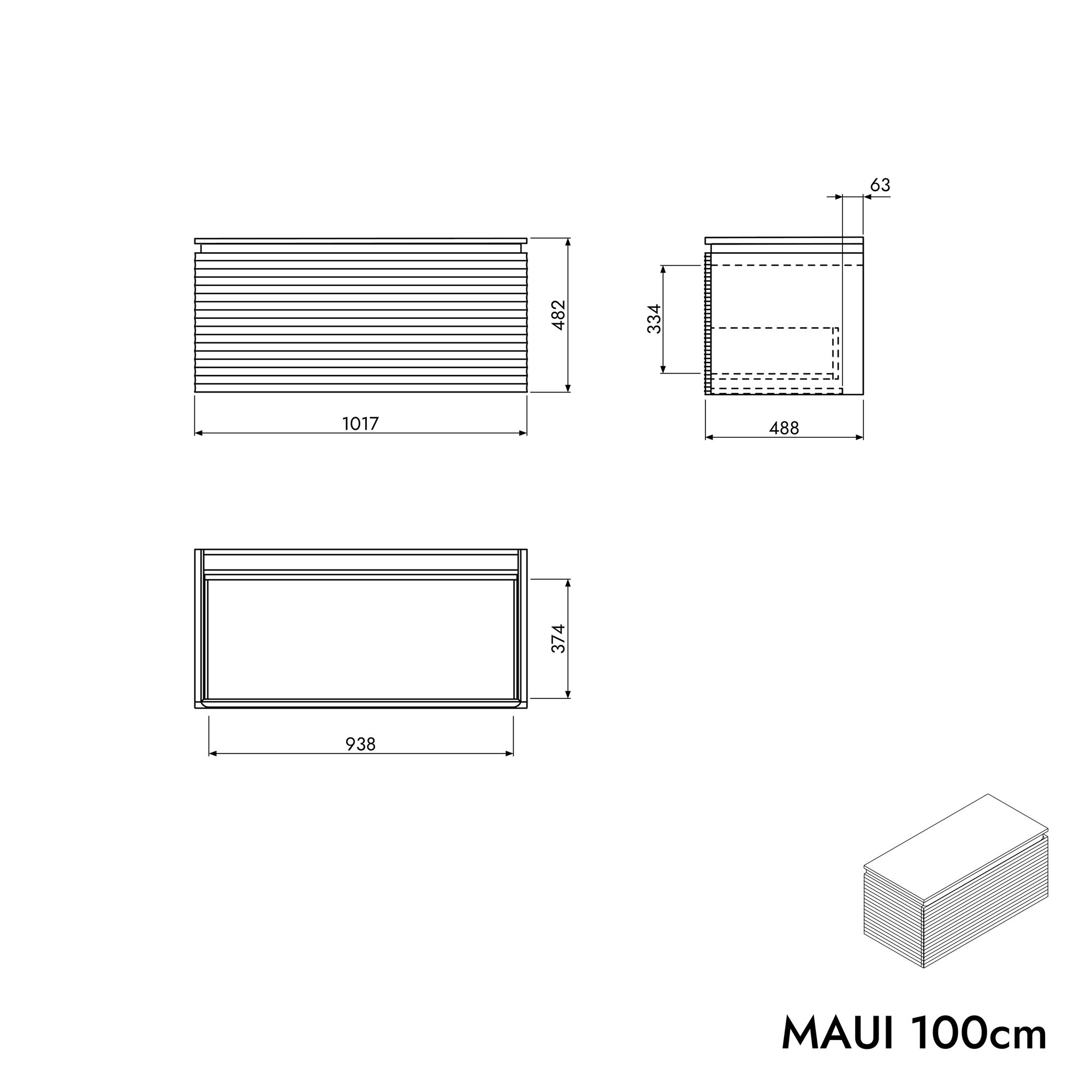 Meuble sous-lavabo MAUI 100 cm