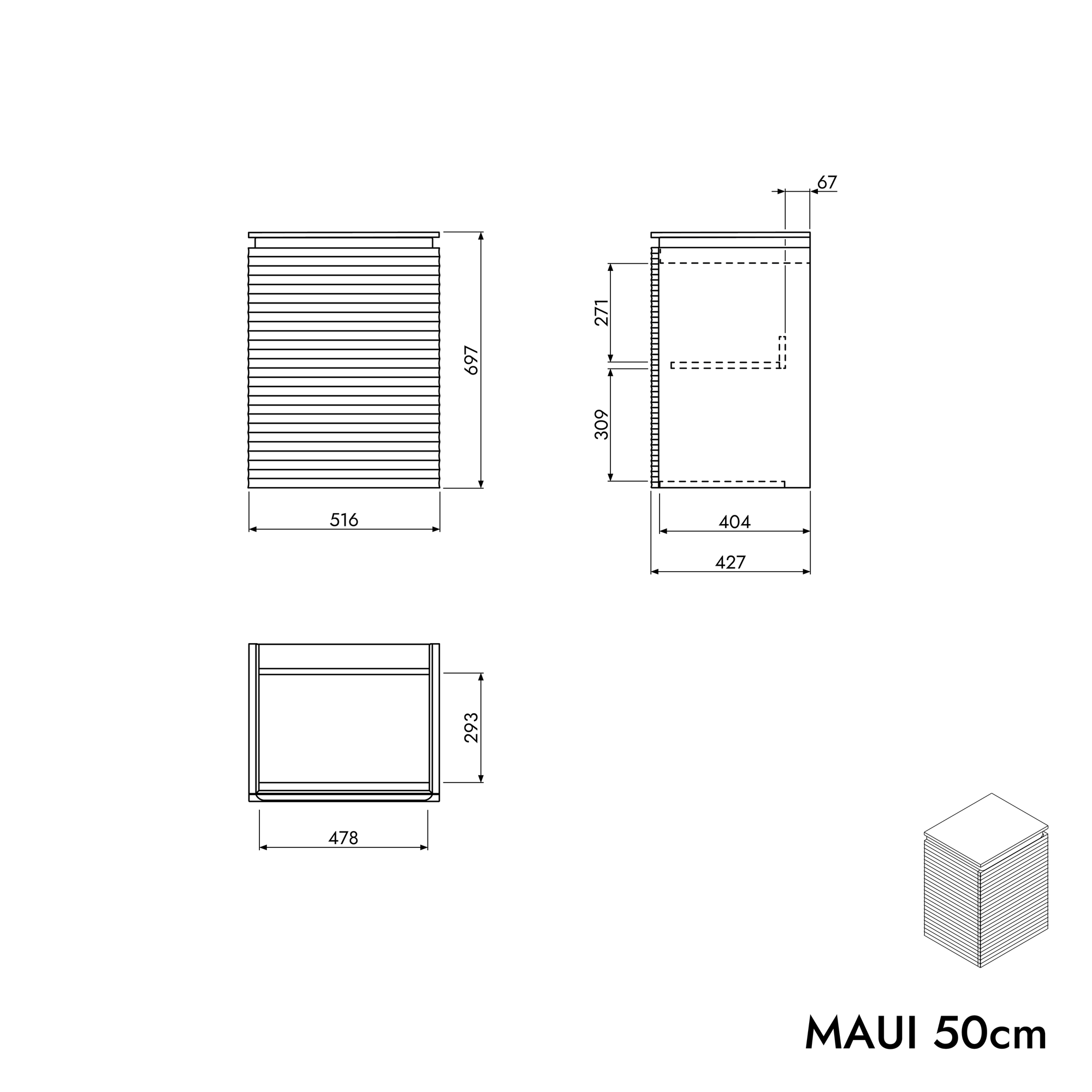 Meuble sous-lavabo MAUI 50 cm