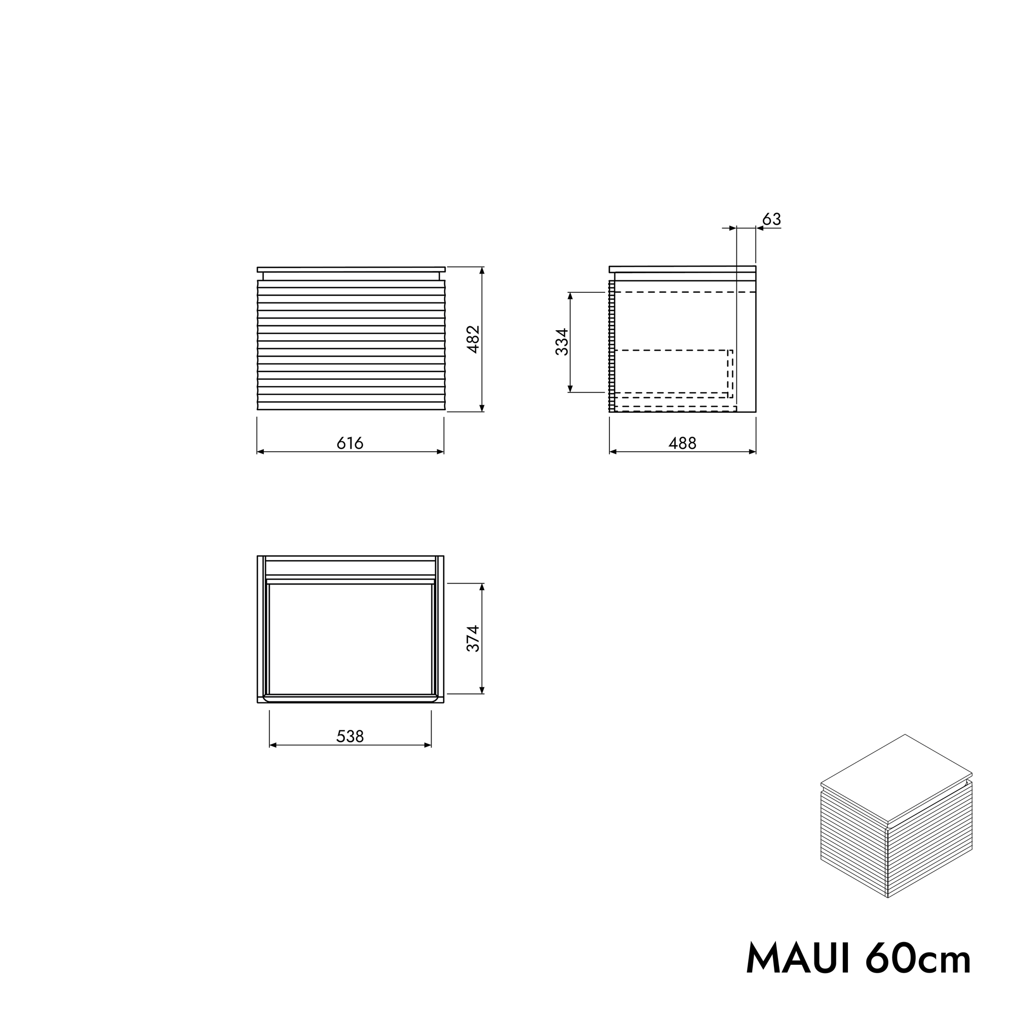 Meuble sous-lavabo MAUI 60 cm