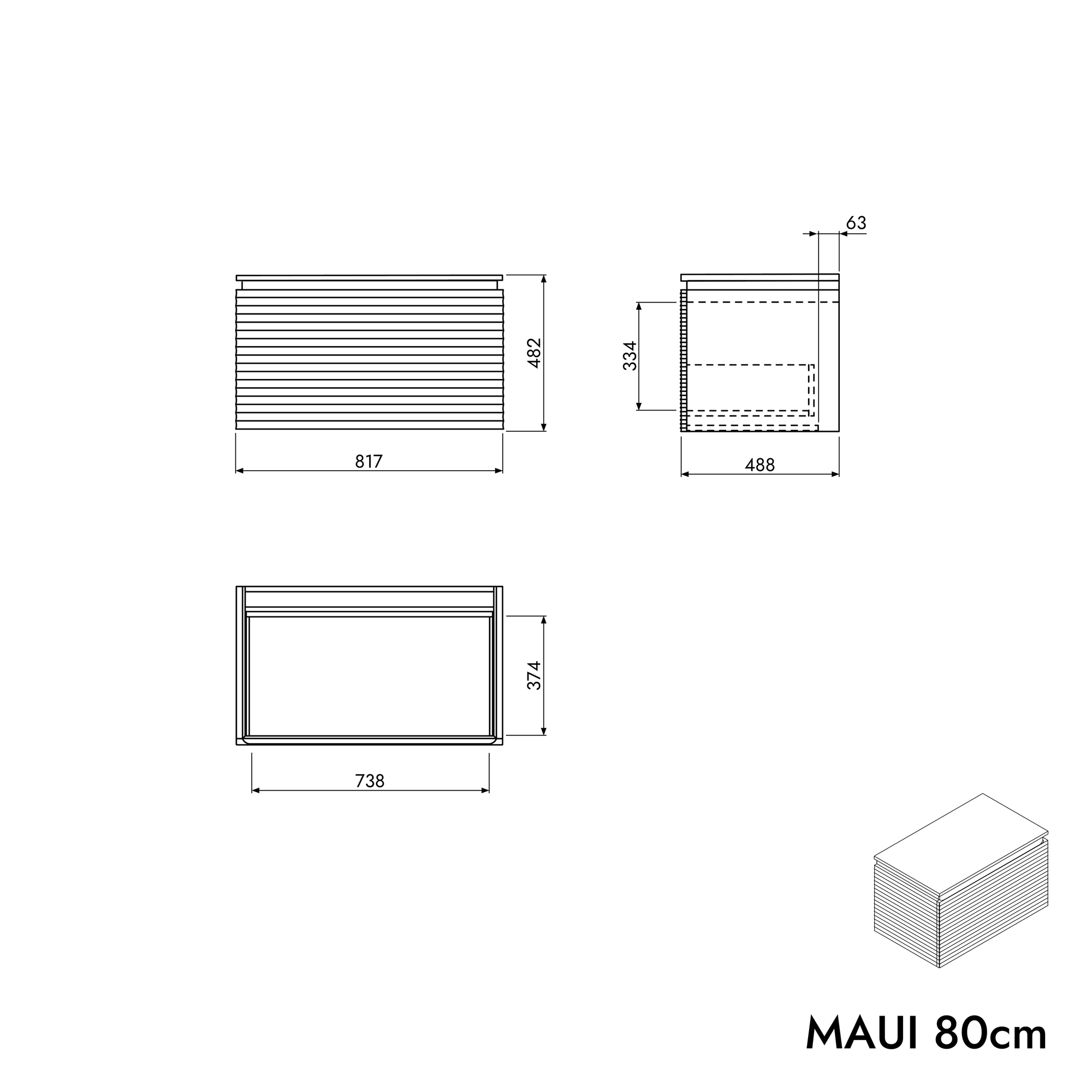 Meuble sous-lavabo MAUI 80 cm