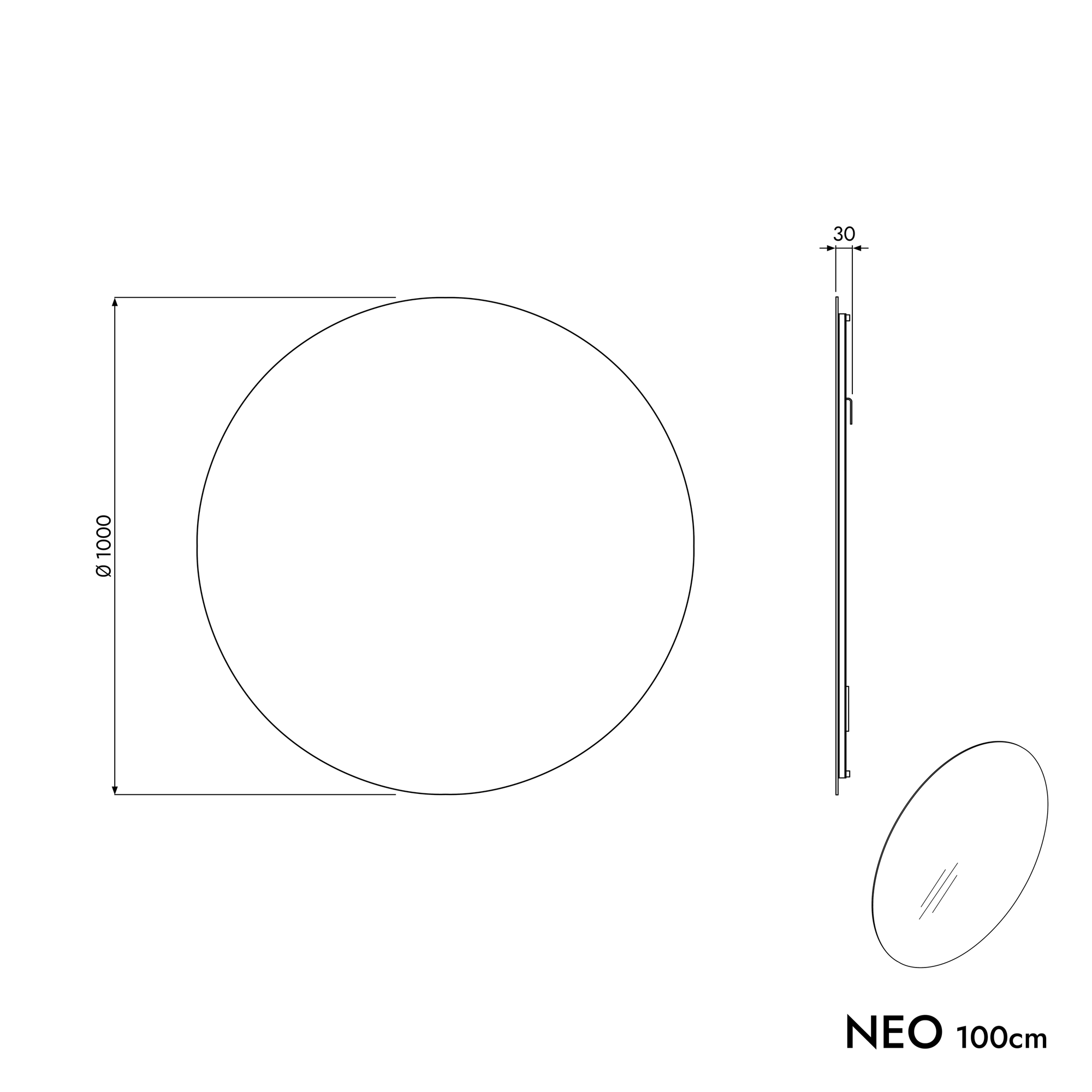 Ensemble de meubles de salle de bain AVA 100 cm avec lavabo