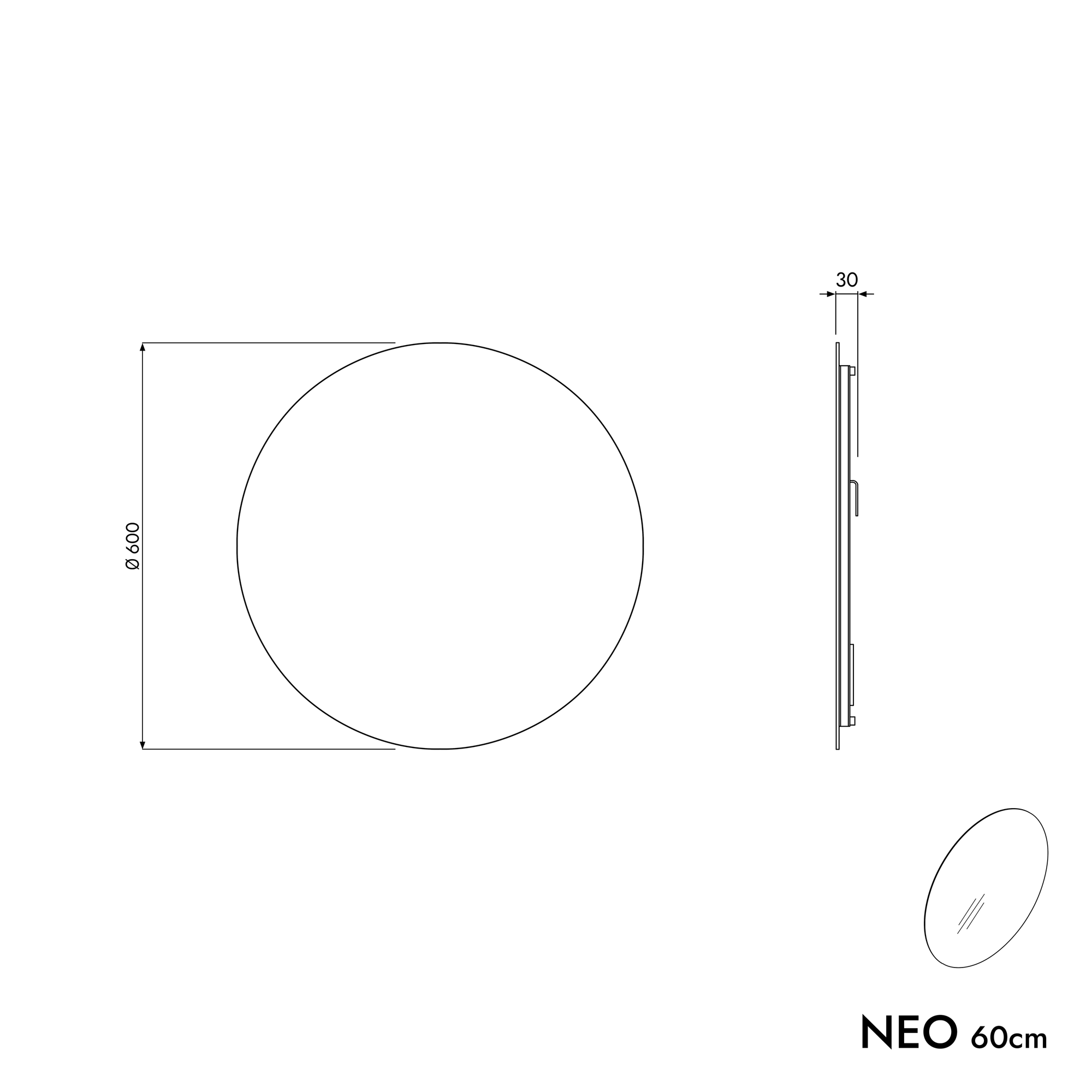 Ensemble de meubles de salle de bain TIM 60 cm avec lavabo