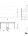Ensemble de meubles de salle de bain TIM 100 cm avec lavabo