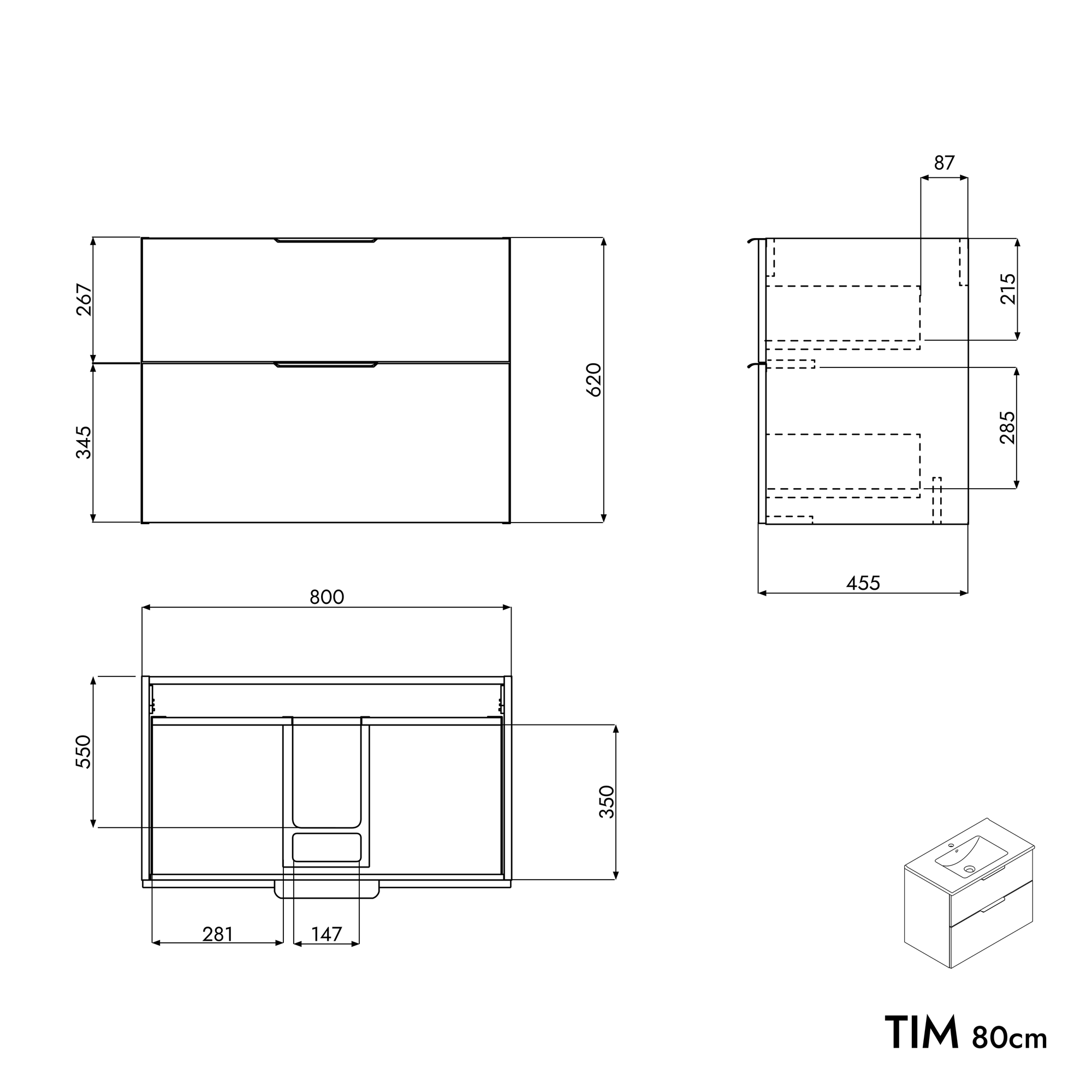 Meuble salle de bain TIM 80 cm avec lavabo Duravit