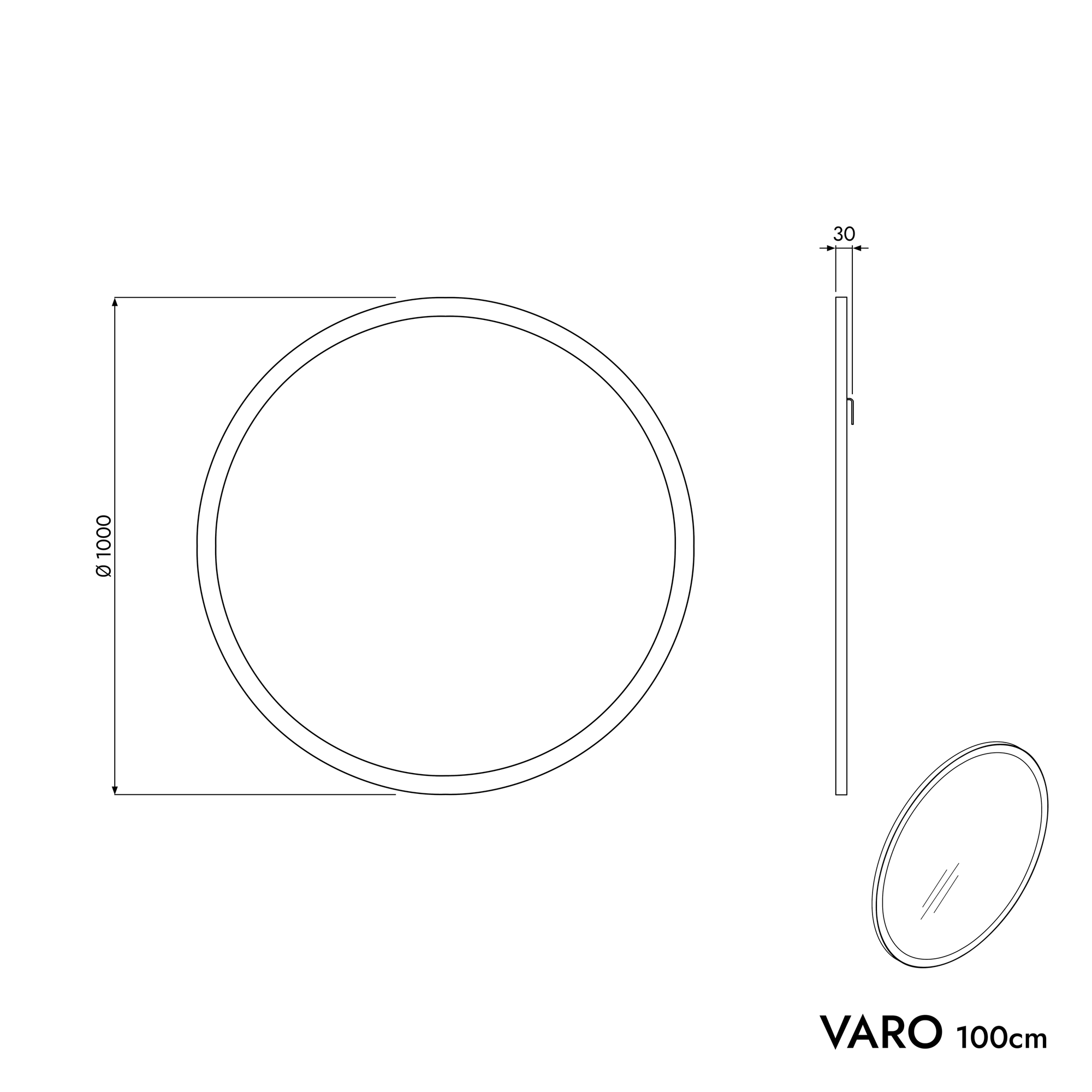 Miroir de salle de bains VARO FRAME rond