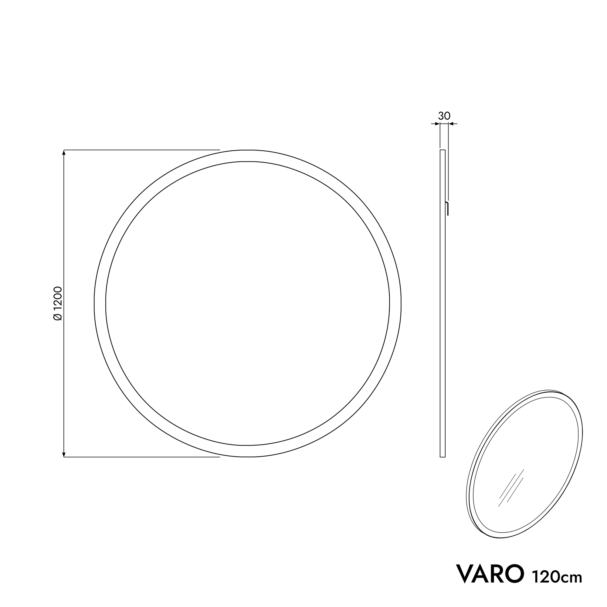 Miroir de salle de bains VARO FRAME rond