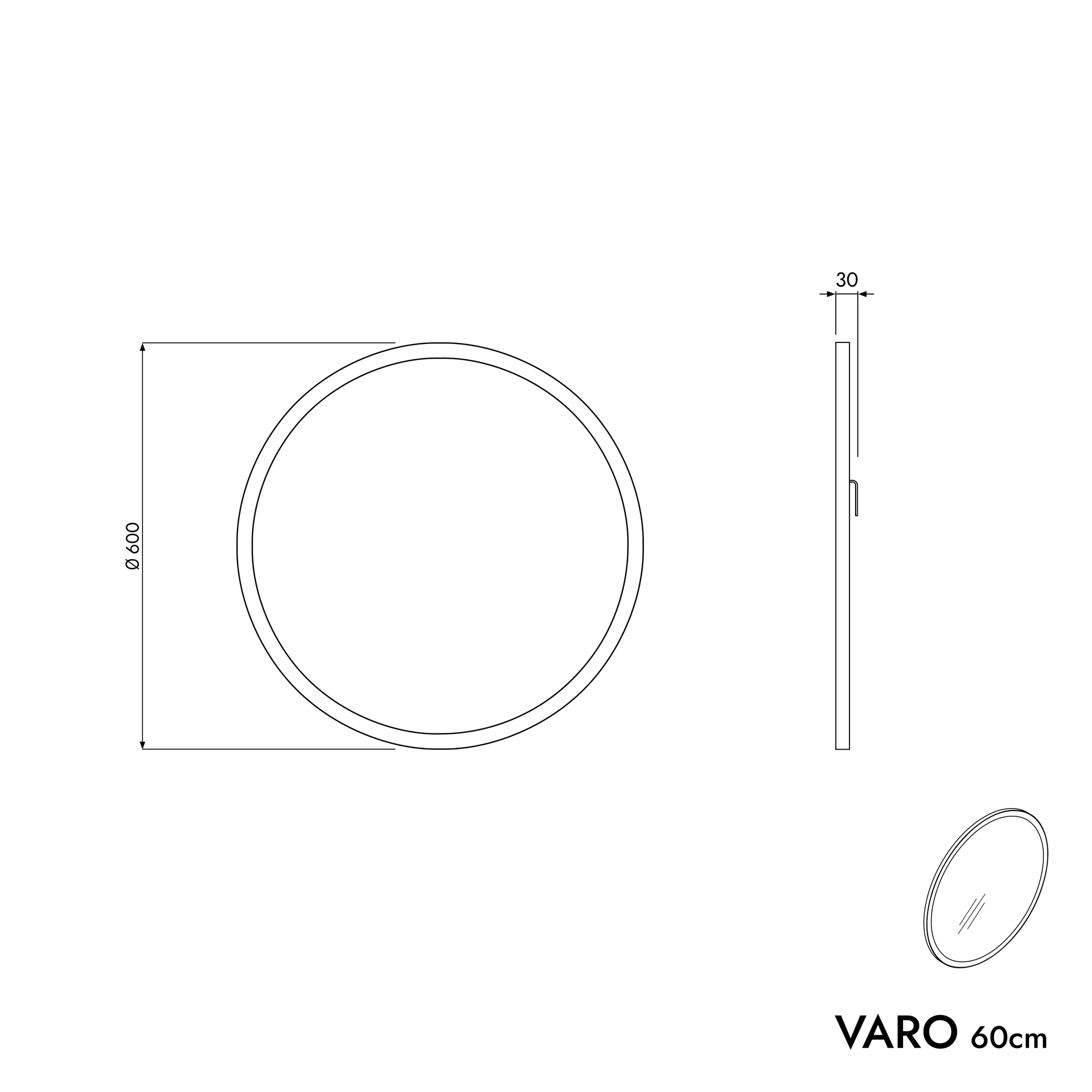 Miroir de salle de bains VARO FRAME rond