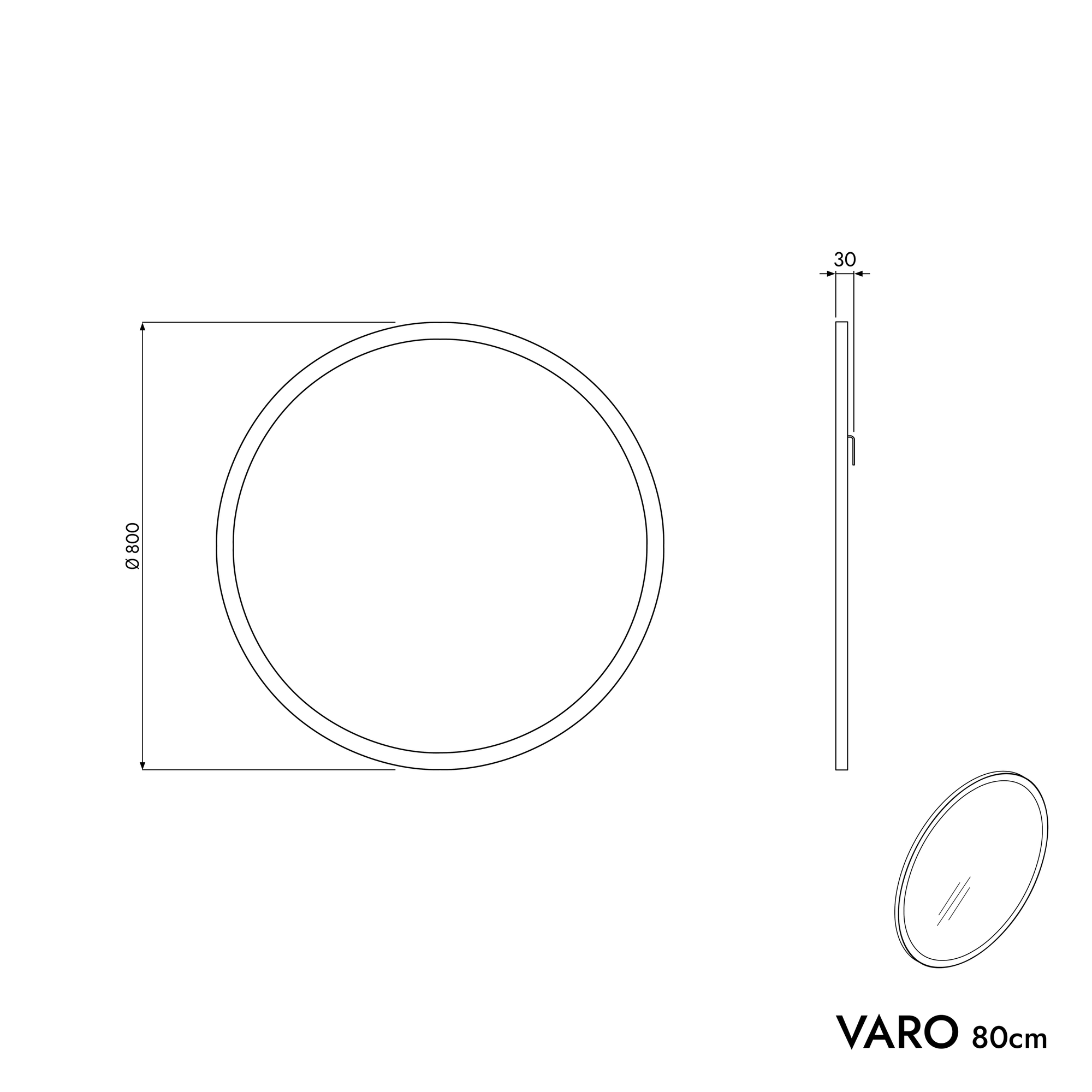 Miroir de salle de bains VARO FRAME rond
