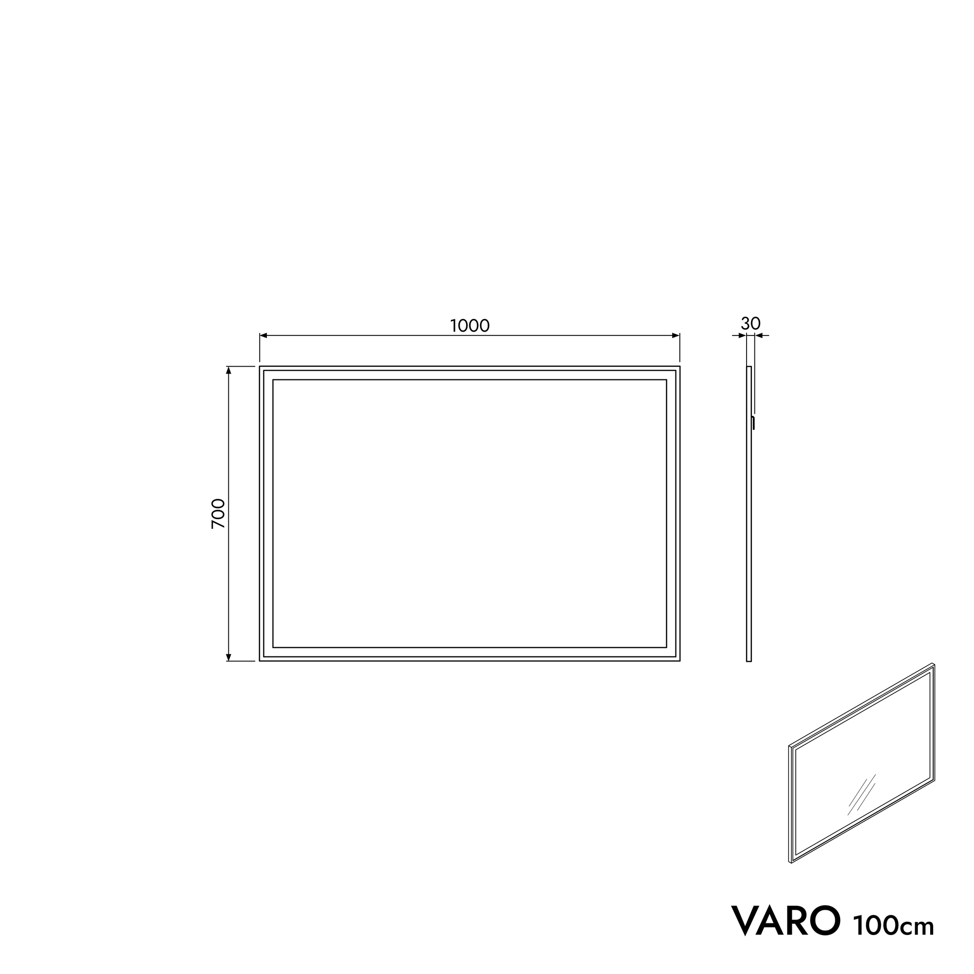Miroir de salle de bain VARO FRAME rectangulaire