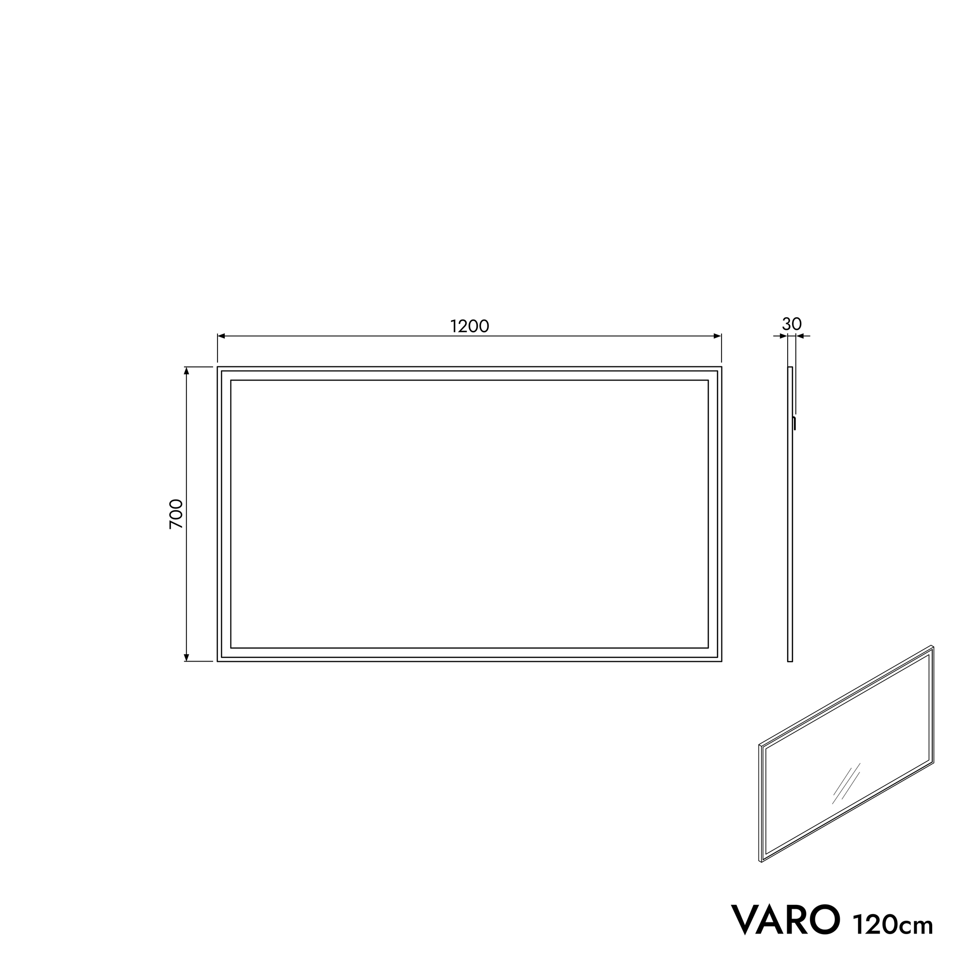 Miroir de salle de bain VARO FRAME rectangulaire