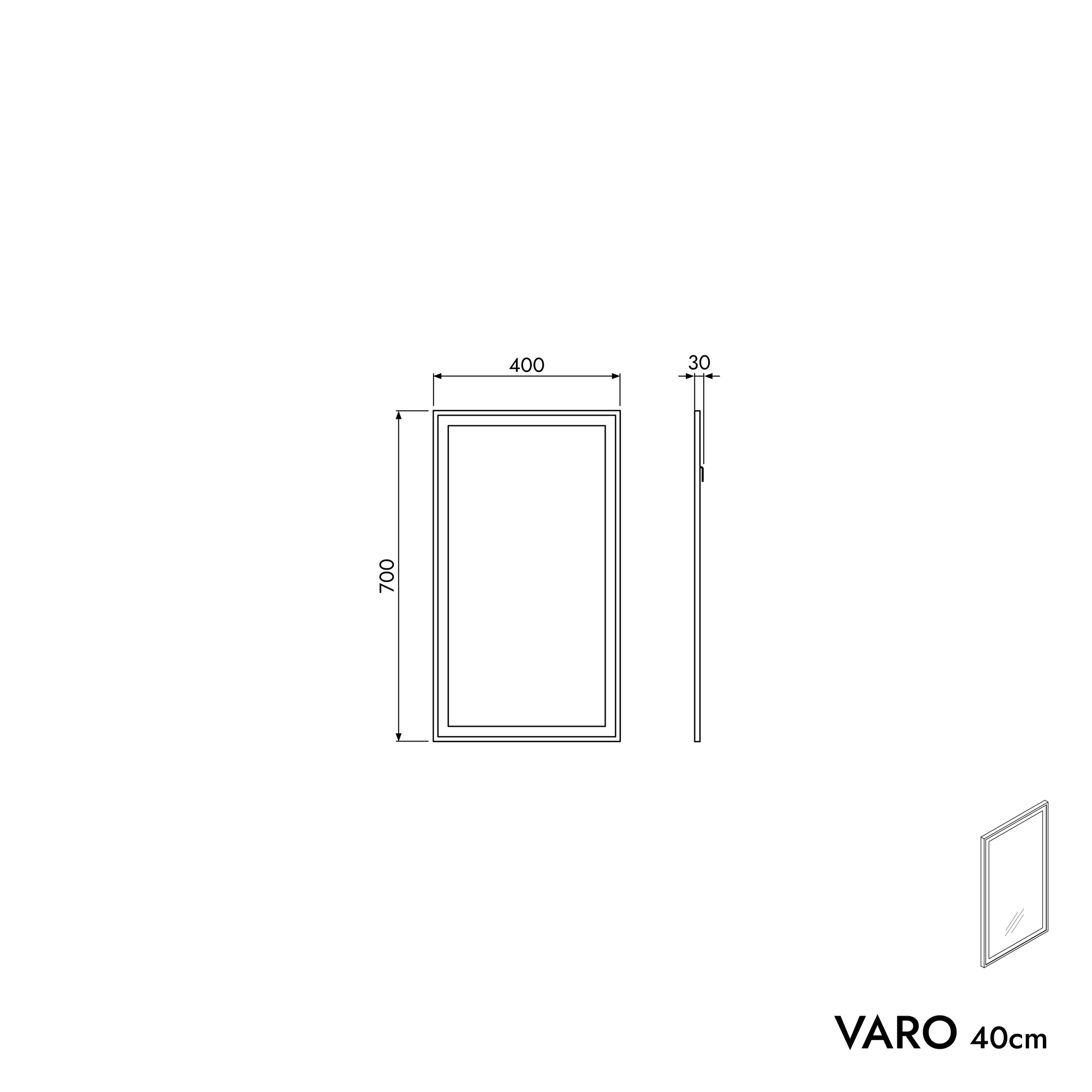 Miroir de salle de bain VARO FRAME rectangulaire