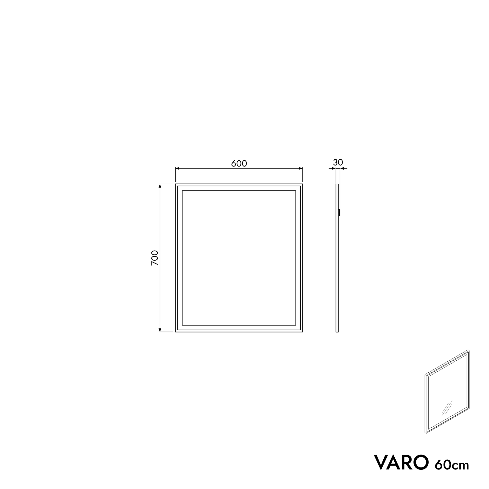 Miroir de salle de bain VARO FRAME rectangulaire