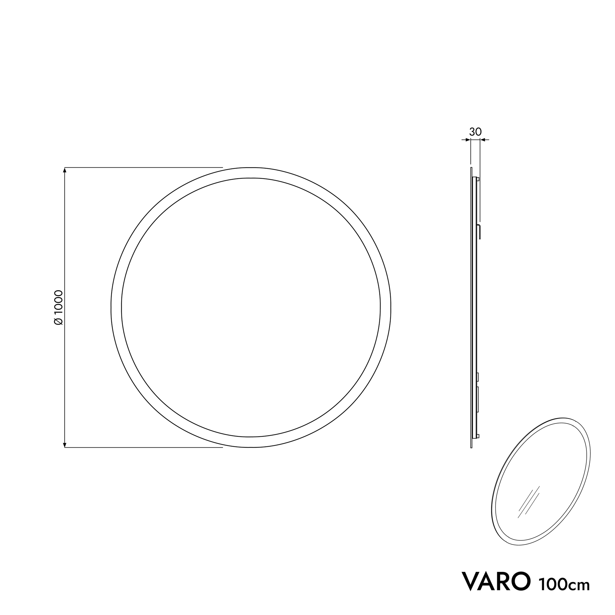 Miroir de salle de bain VARO rond