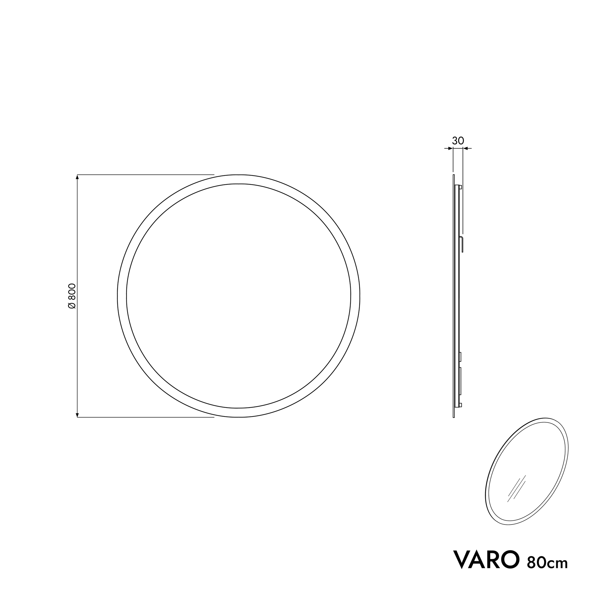 Miroir de salle de bain VARO rond