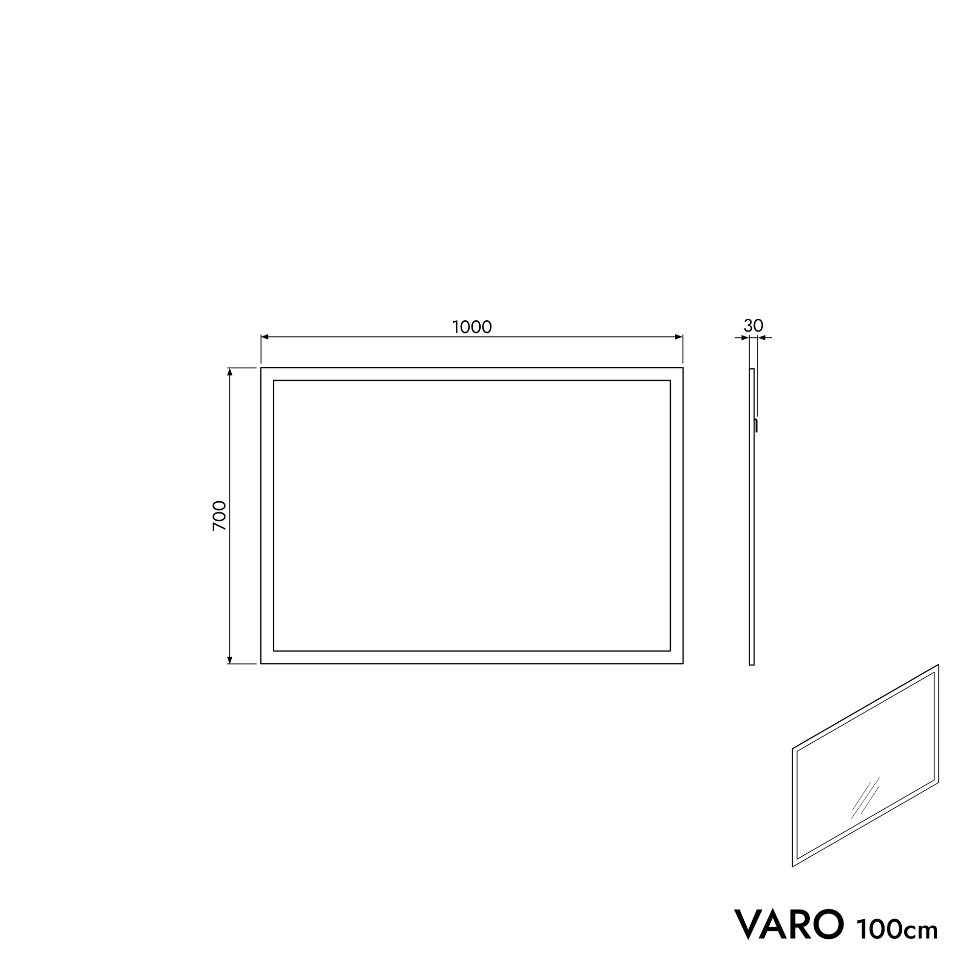 Miroir de salle de bain VARO rectangulaire