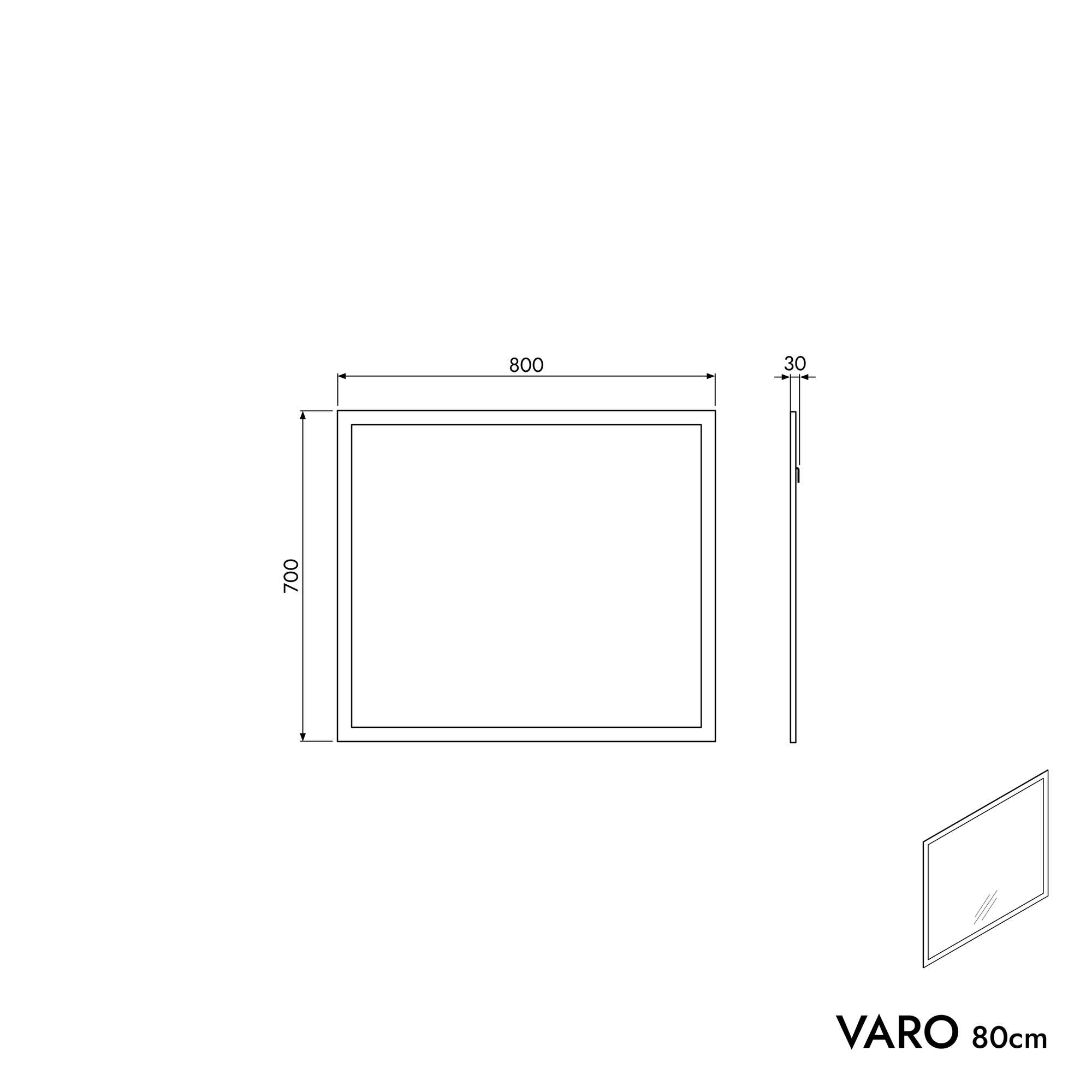Miroir de salle de bain VARO rectangulaire