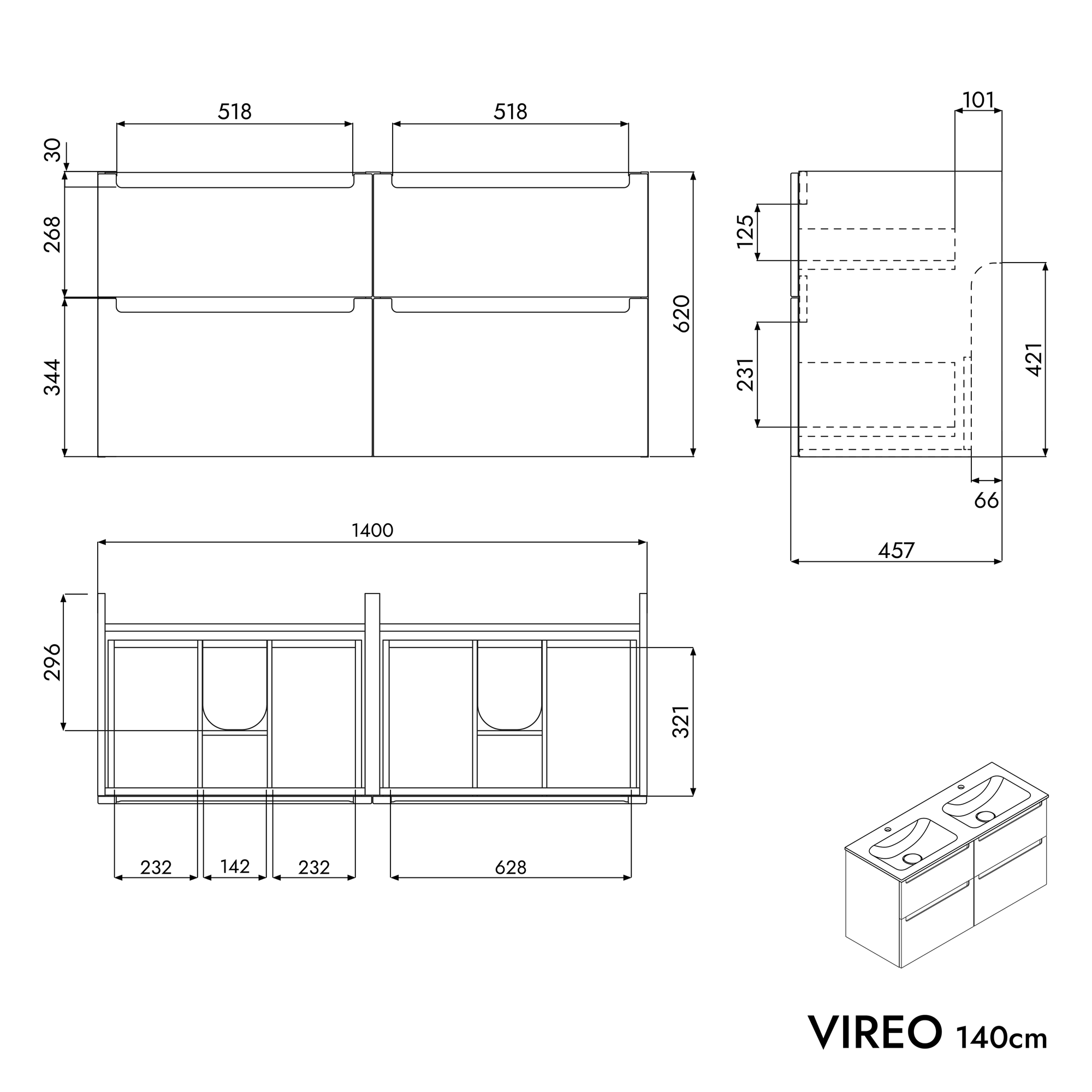 Meuble bas VIREO 140 cm
