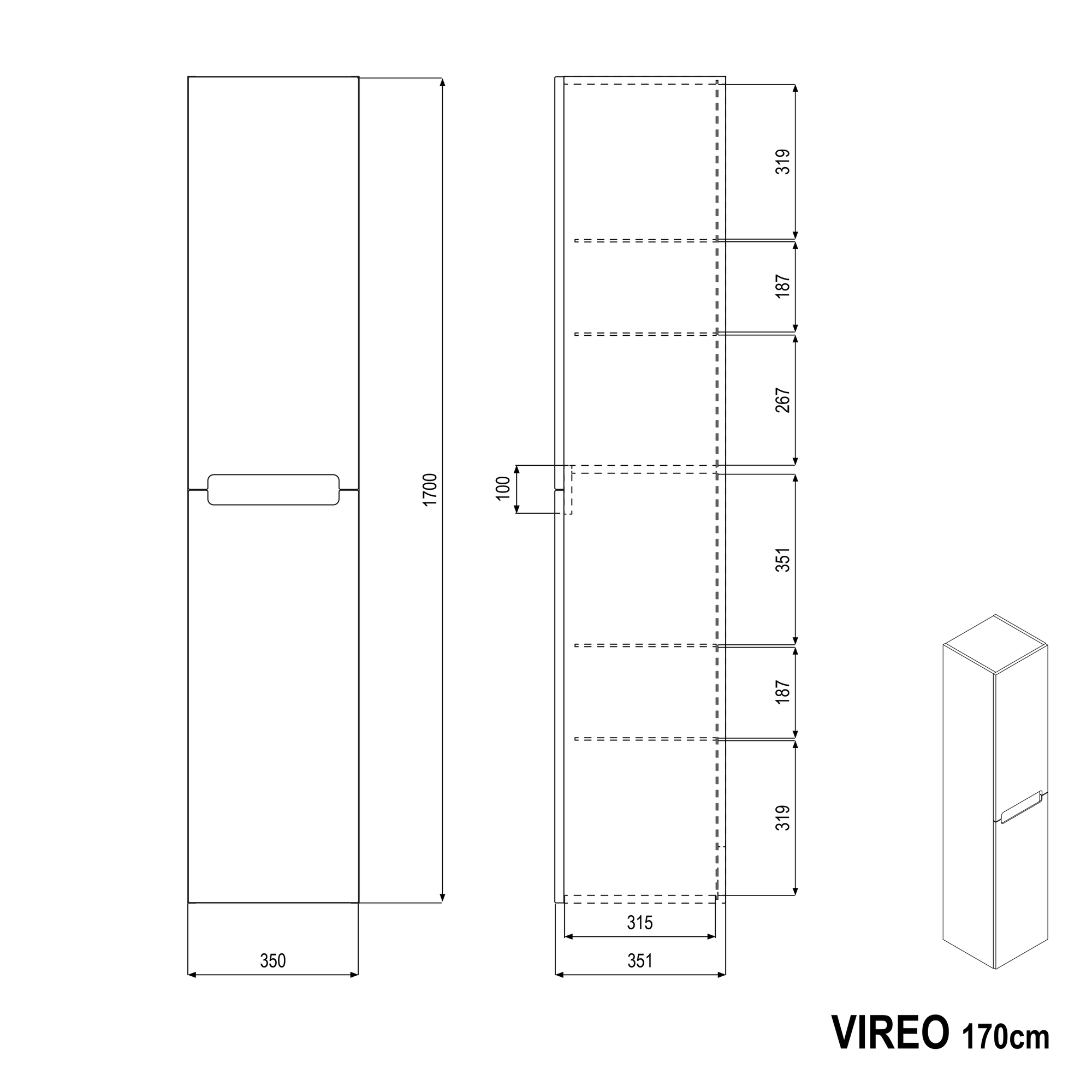 Ensemble de meubles de salle de bain VIREO 60 cm avec lavabo