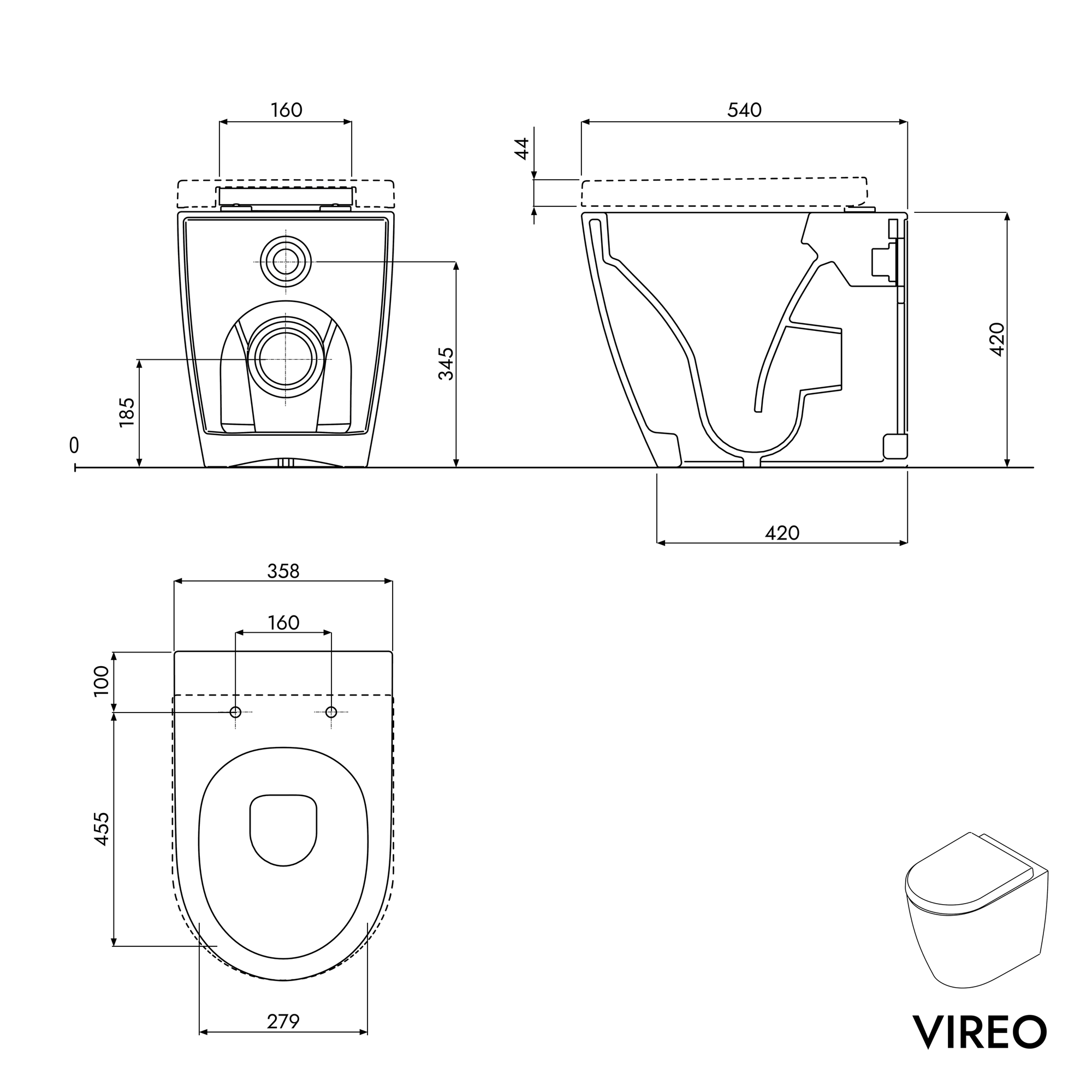WC au sol VIREO Blanc