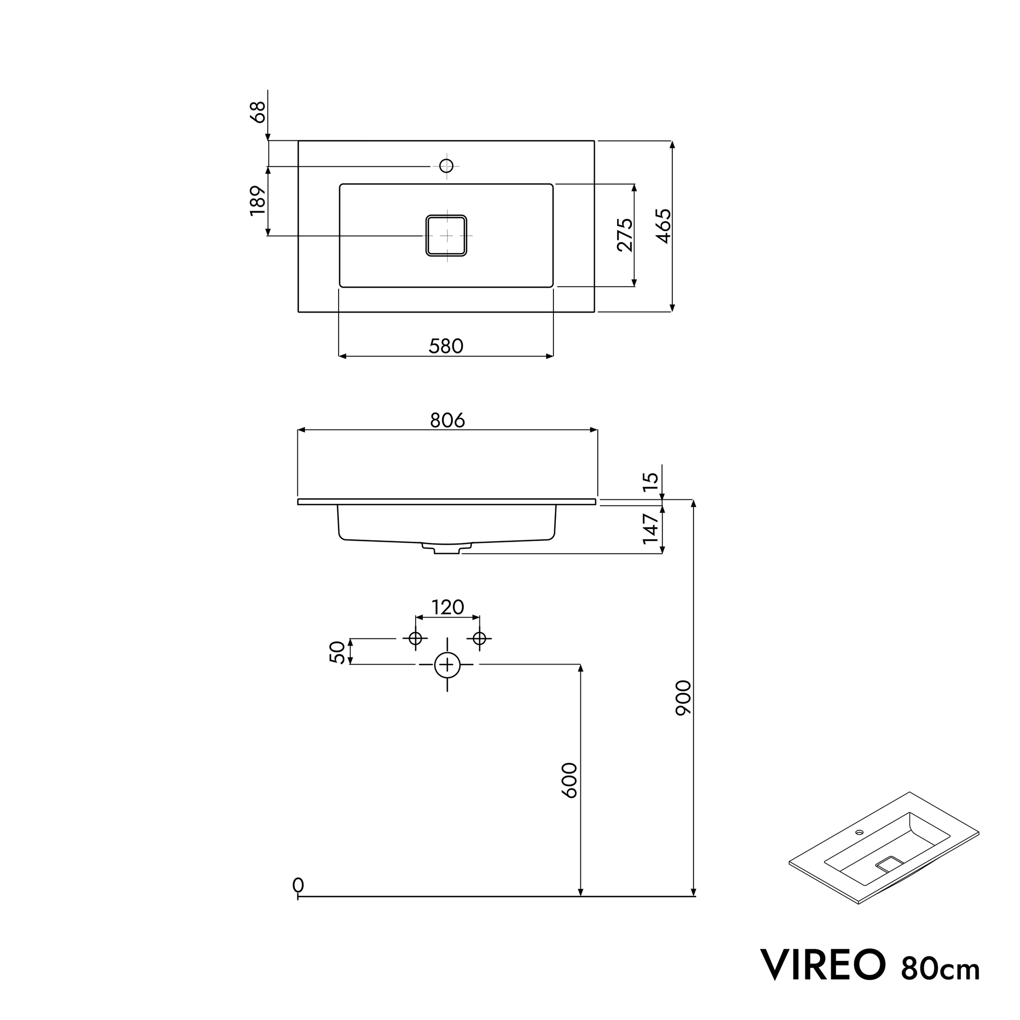 Meuble salle de bain VIREO 80 cm