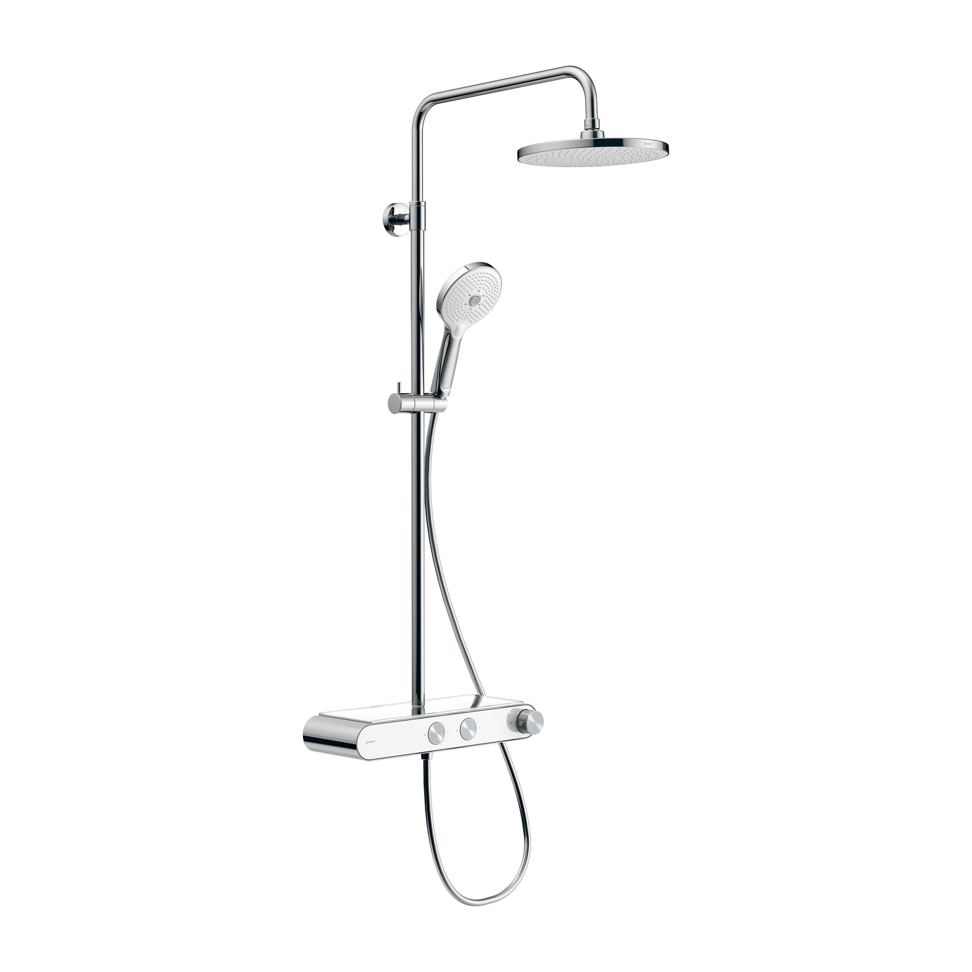 Système de douche Duravit avec thermostat et tablette en verre