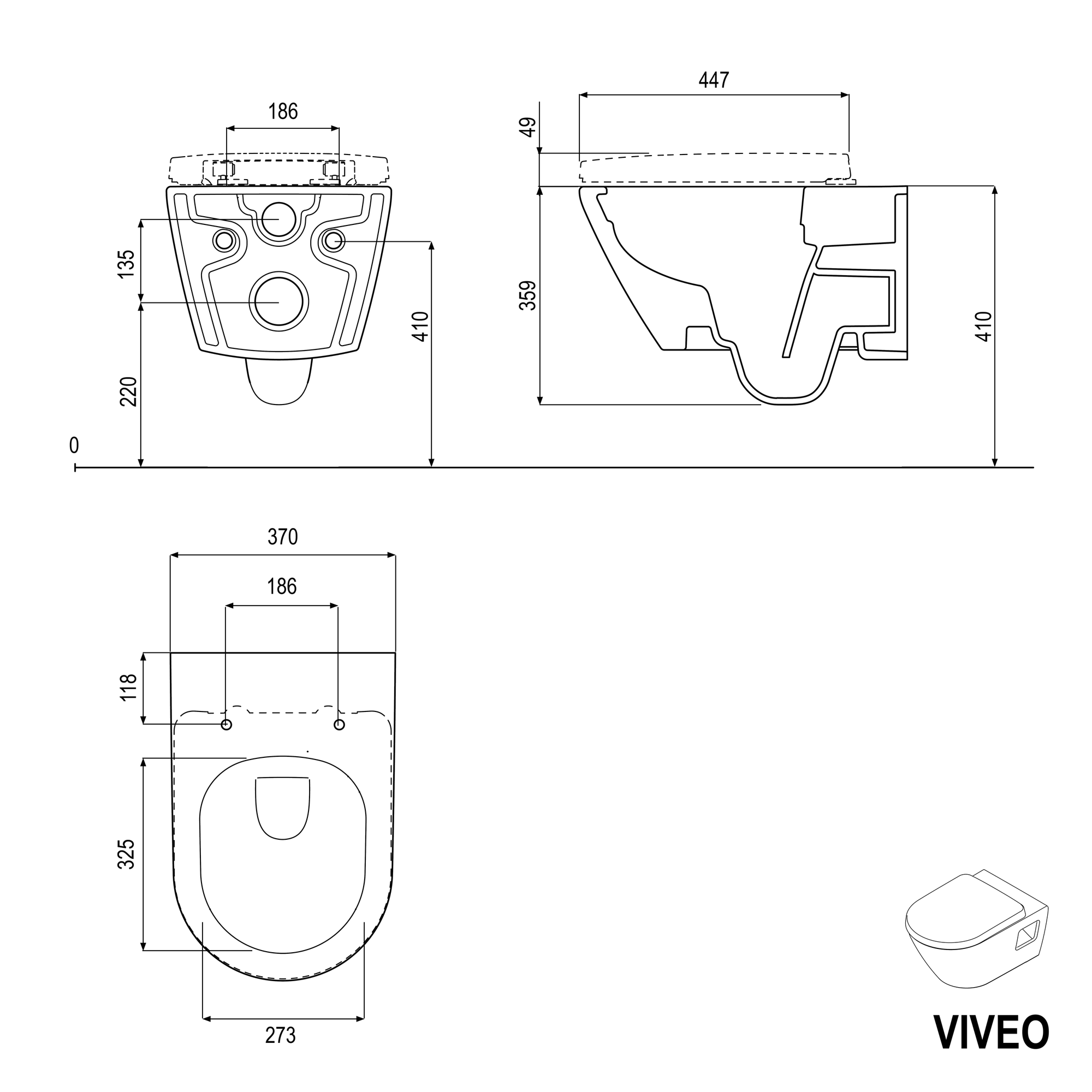 WC suspendu sans rebord VIVEO