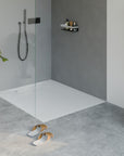 Receveur de douche en fonte minérale LAVOA - Blanc mat - Dimensions au choix