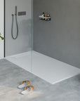 Receveur de douche en fonte minérale LAVOA - Blanc mat - Dimensions au choix