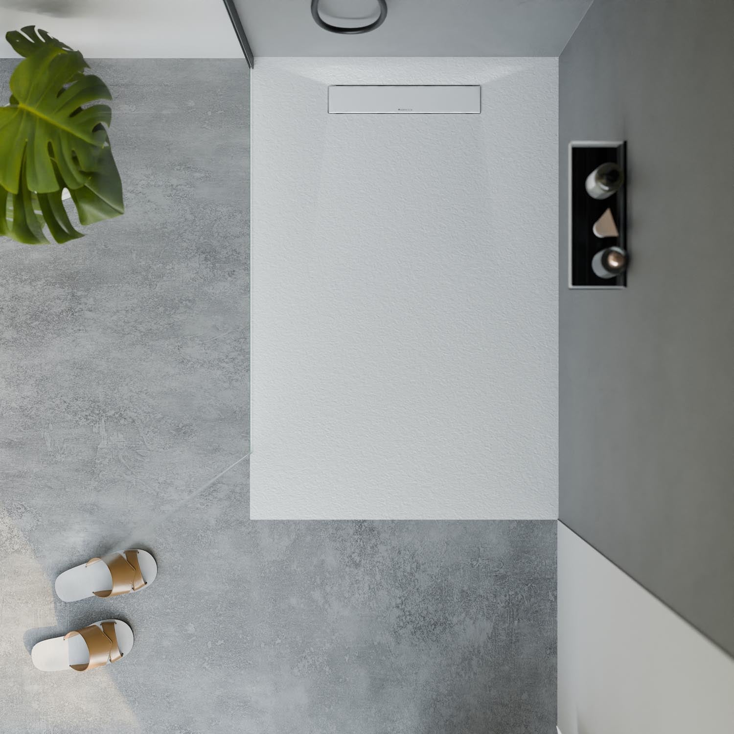 Receveur de douche en fonte minérale LAVOA - Blanc mat - Dimensions au choix