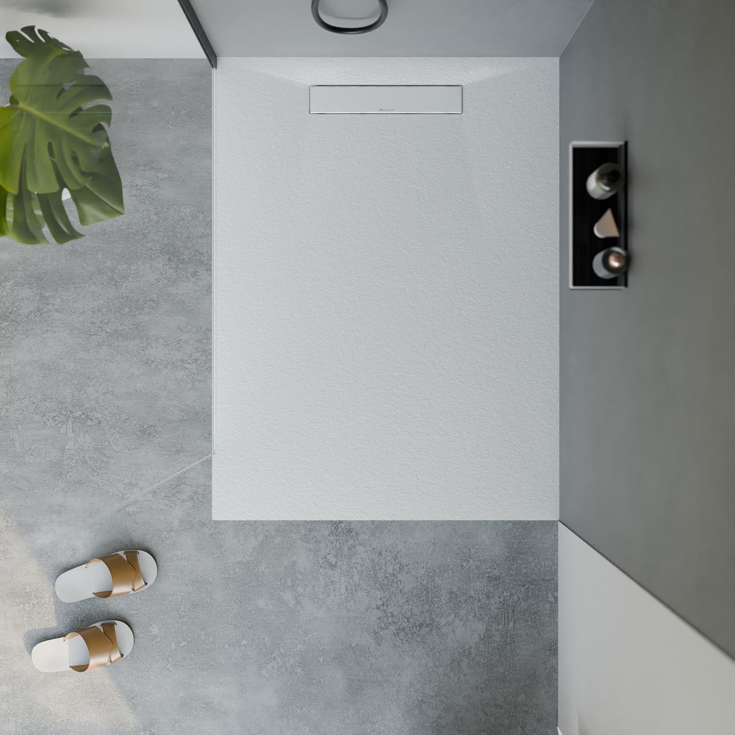 Receveur de douche en fonte minérale LAVOA - Blanc mat - Dimensions au choix