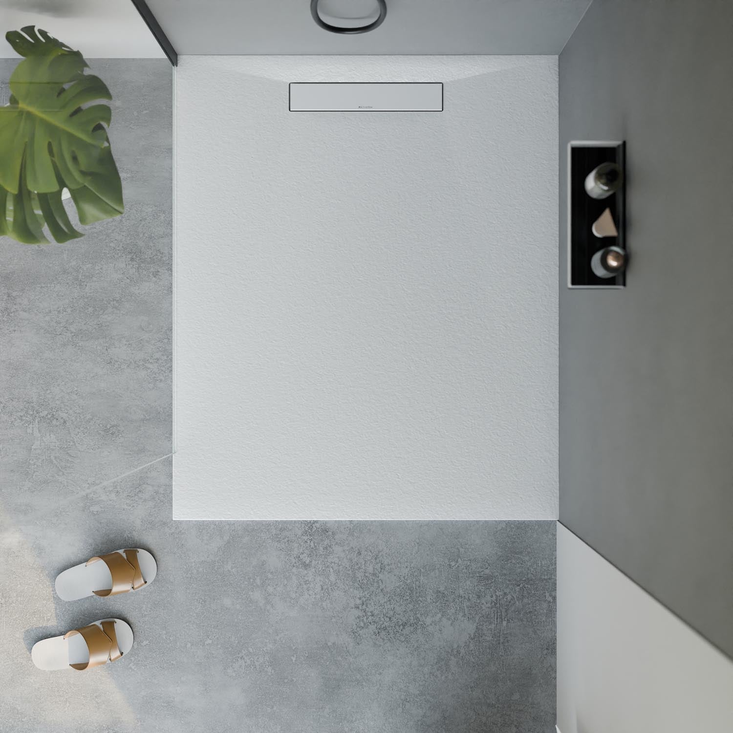 Receveur de douche en fonte minérale LAVOA - Blanc mat - Dimensions au choix