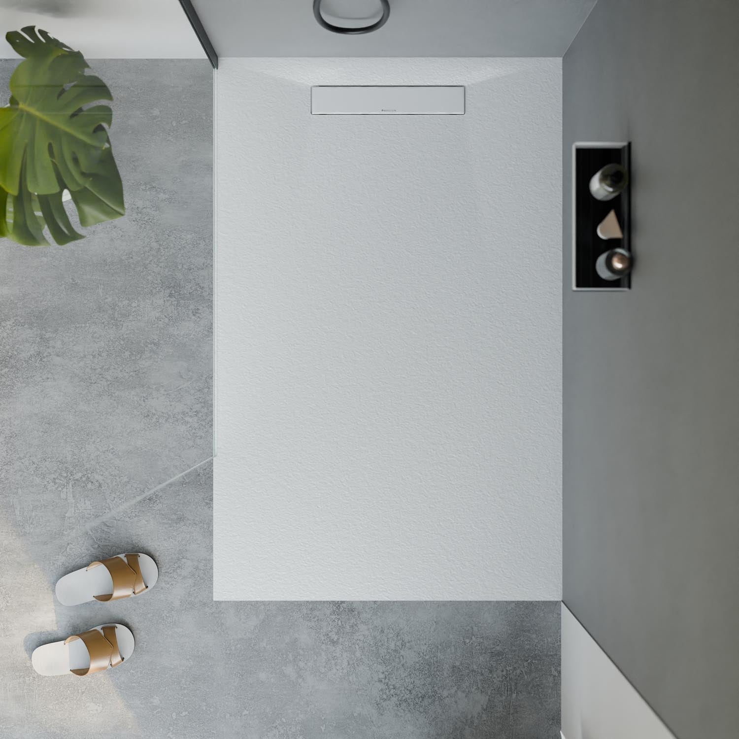 Receveur de douche en fonte minérale LAVOA - Blanc mat - Dimensions au choix