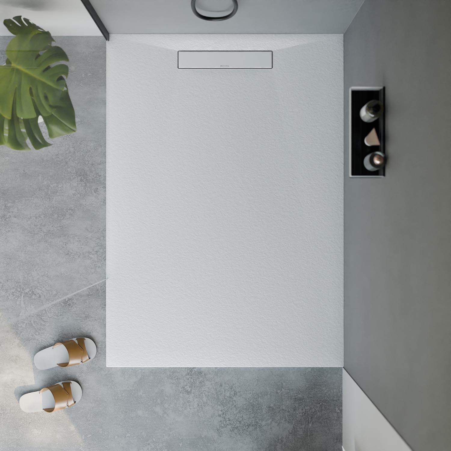 Receveur de douche en fonte minérale LAVOA - Blanc mat - Dimensions au choix