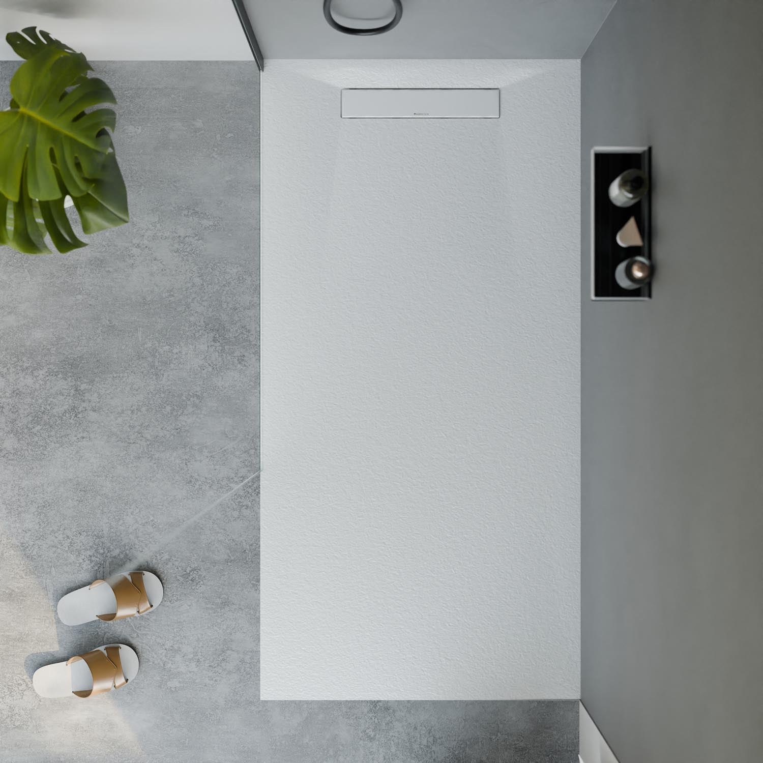 Receveur de douche en fonte minérale LAVOA - Blanc mat - Dimensions au choix