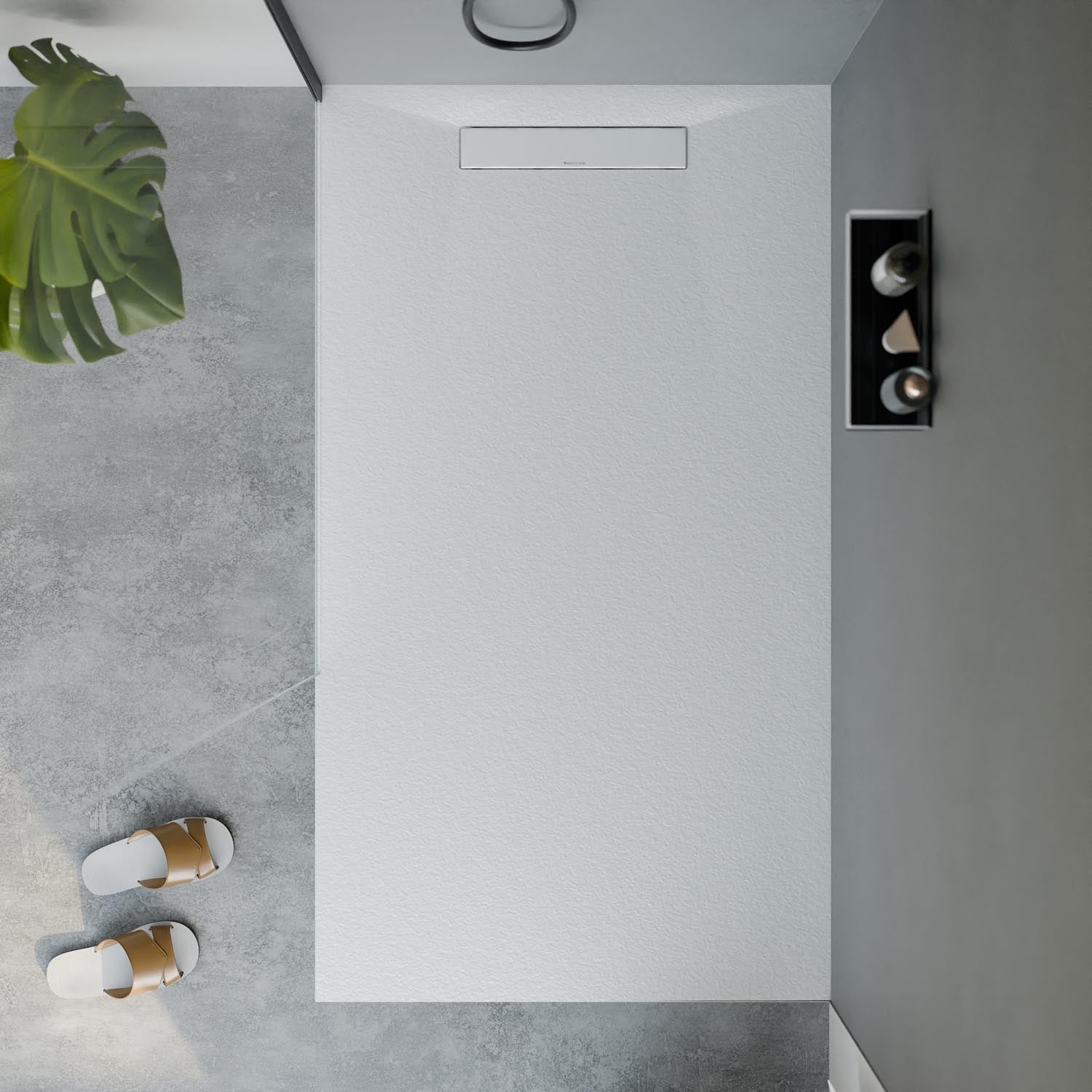 Receveur de douche en fonte minérale LAVOA - Blanc mat - Dimensions au choix