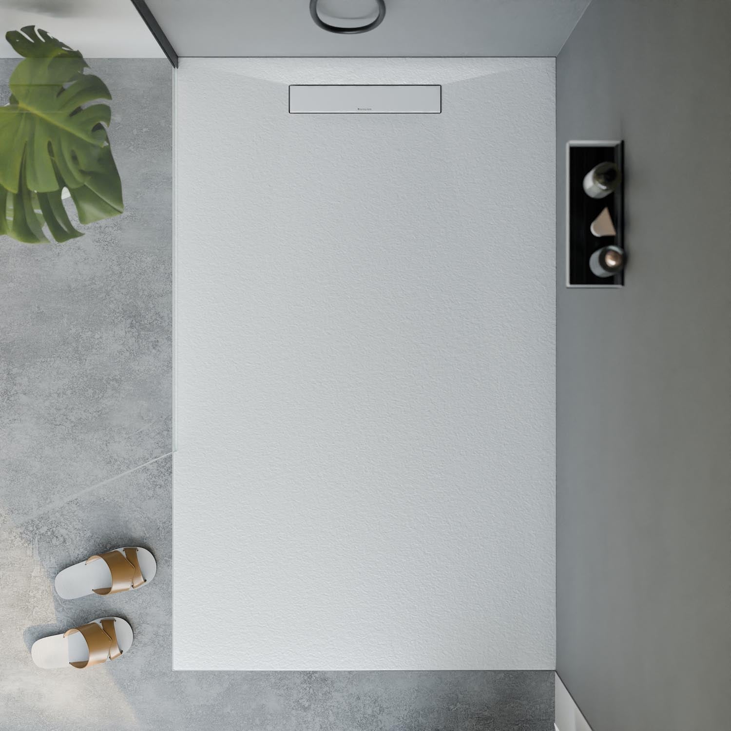 Receveur de douche en fonte minérale LAVOA - Blanc mat - Dimensions au choix