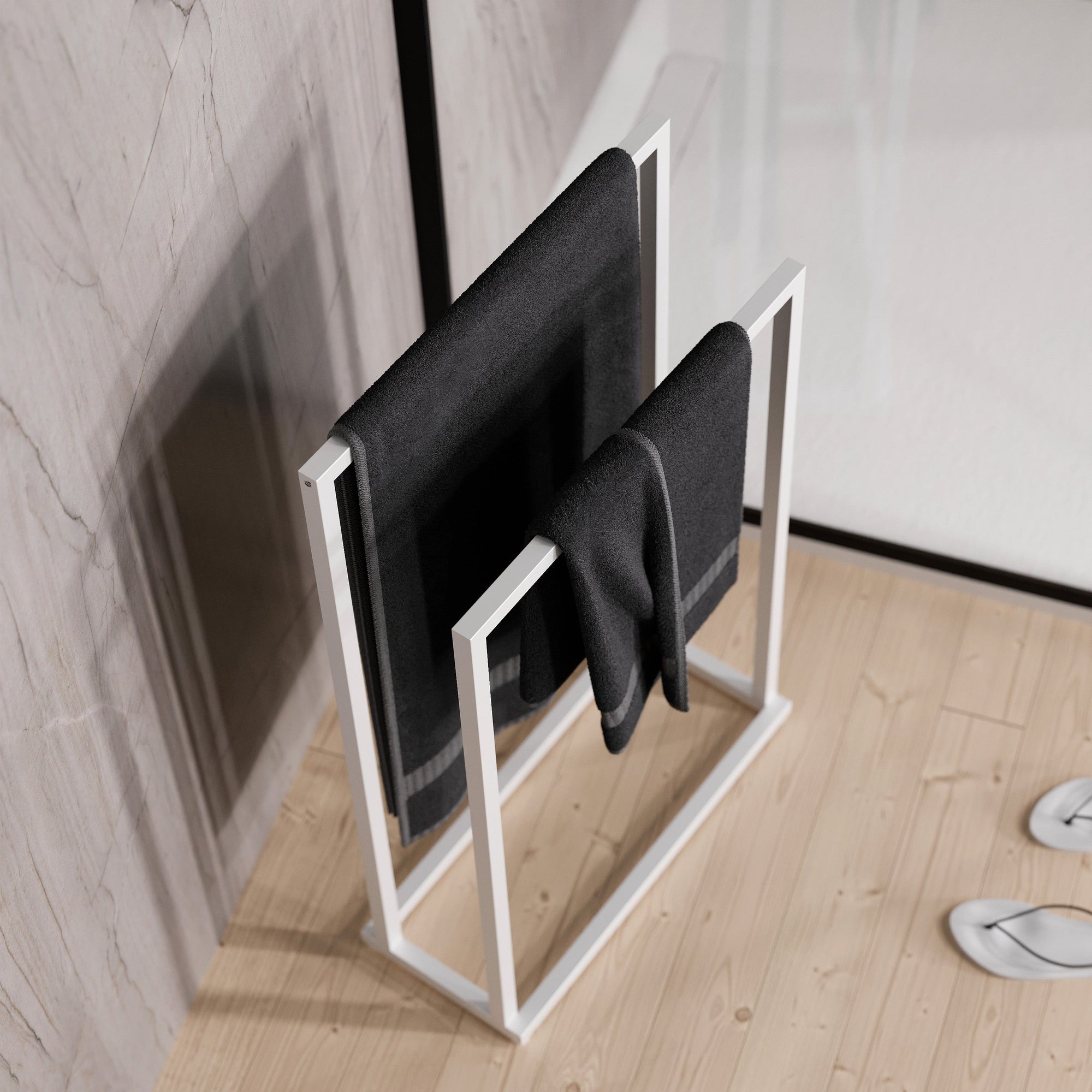 Porte-serviettes OLA - Acier - 50 x 21 x 82 cm - design angulaire - couleur au choix