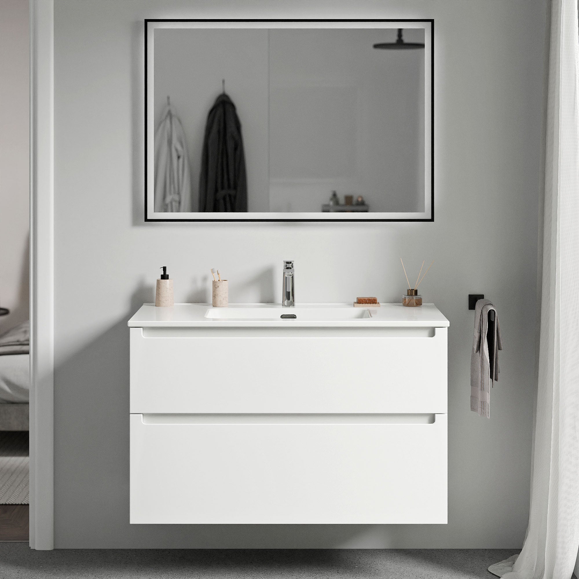 Ensemble de meubles de salle de bain VIREO 100 cm avec lavabo