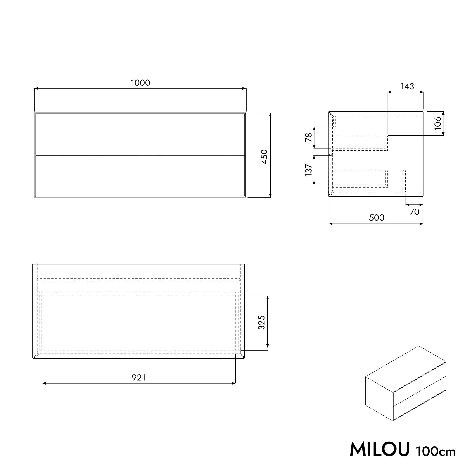 Meuble salle de bain MILOU 100 cm