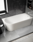 Baignoire d'angle semi-îlot NORA CORNER acrylique blanc mat