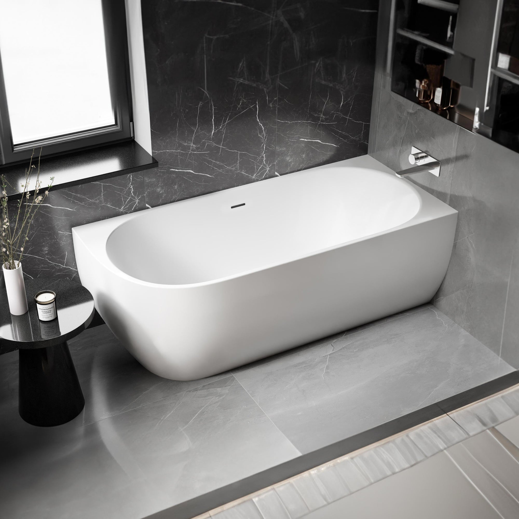 Baignoire d'angle semi-îlot LENA CORNER