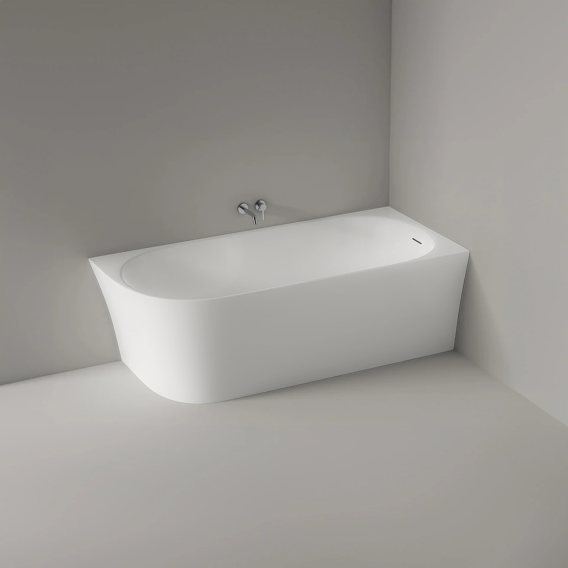 Baignoire d'angle semi-îlot NORA CORNER acrylique blanc mat