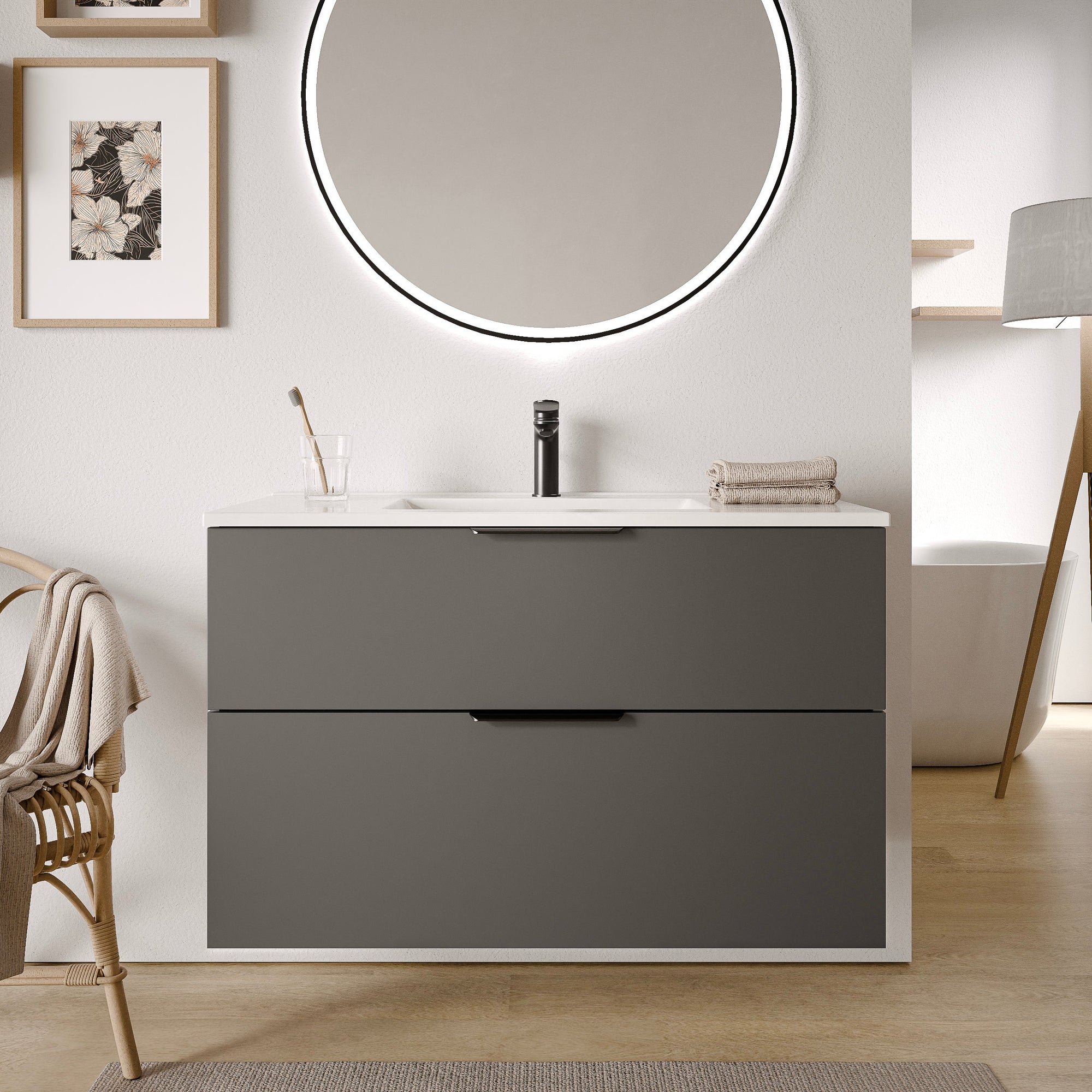 Ensemble de meubles de salle de bain TIM 100 cm avec lavabo