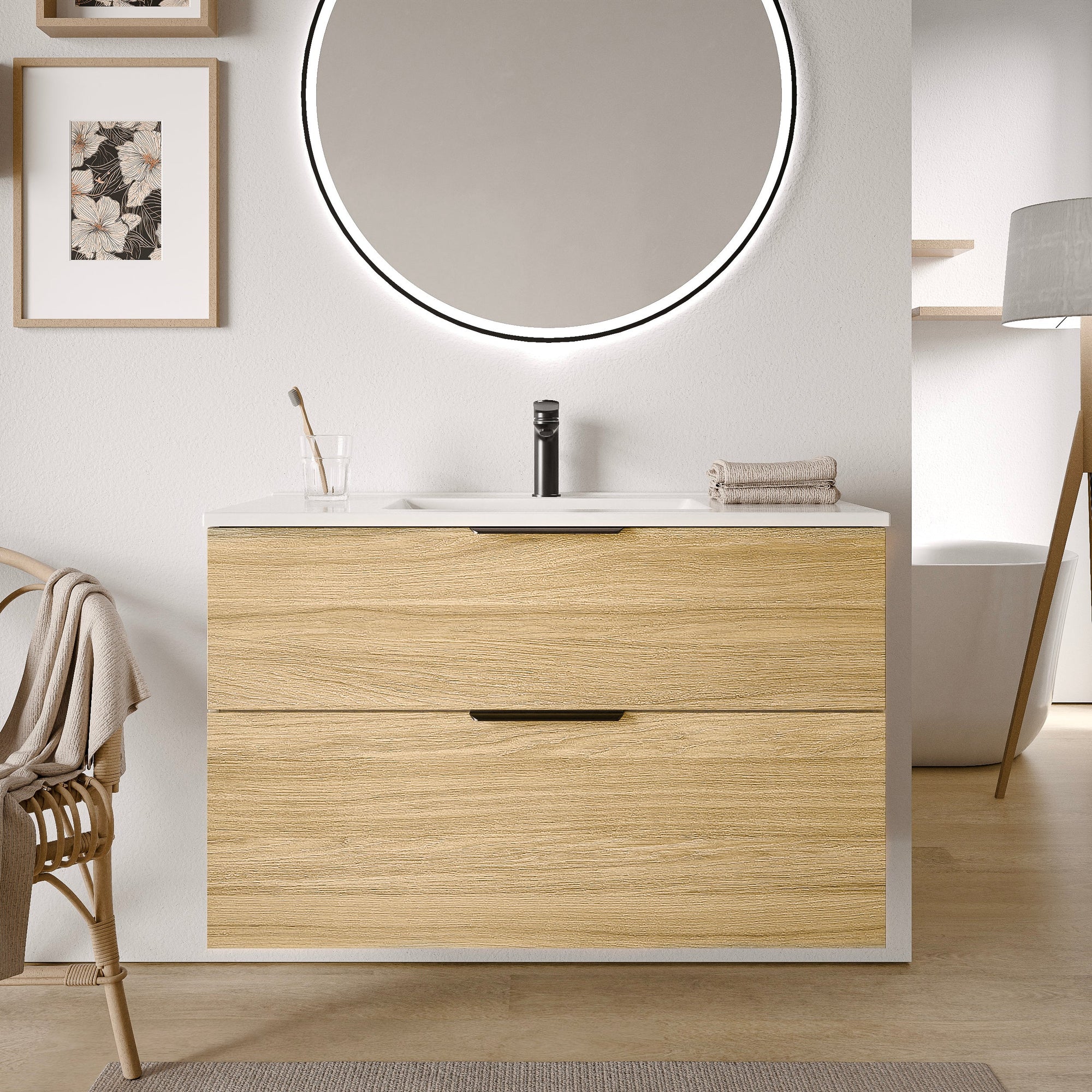 Ensemble de meubles de salle de bain TIM 100 cm avec lavabo
