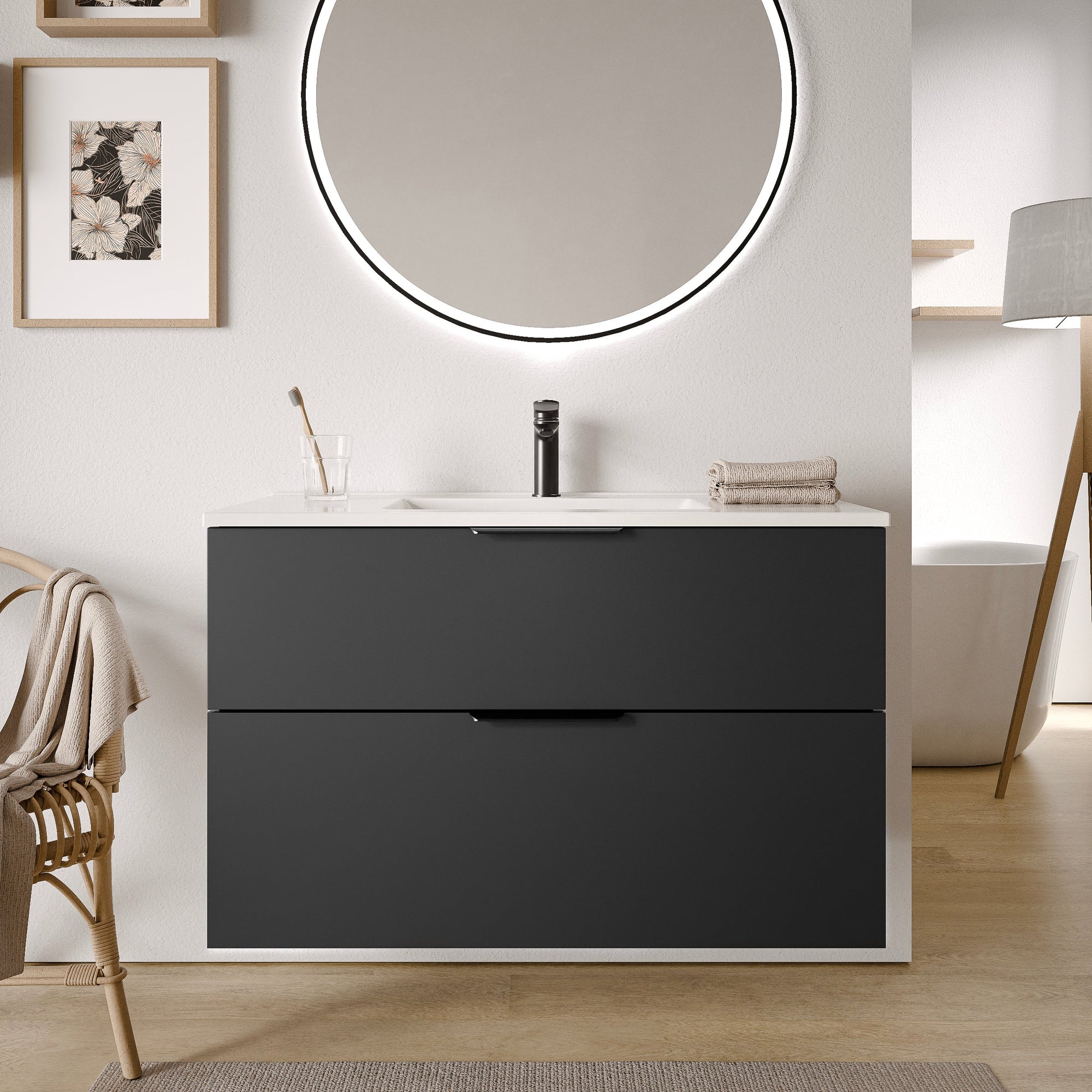 Ensemble de meubles de salle de bain TIM 100 cm avec lavabo